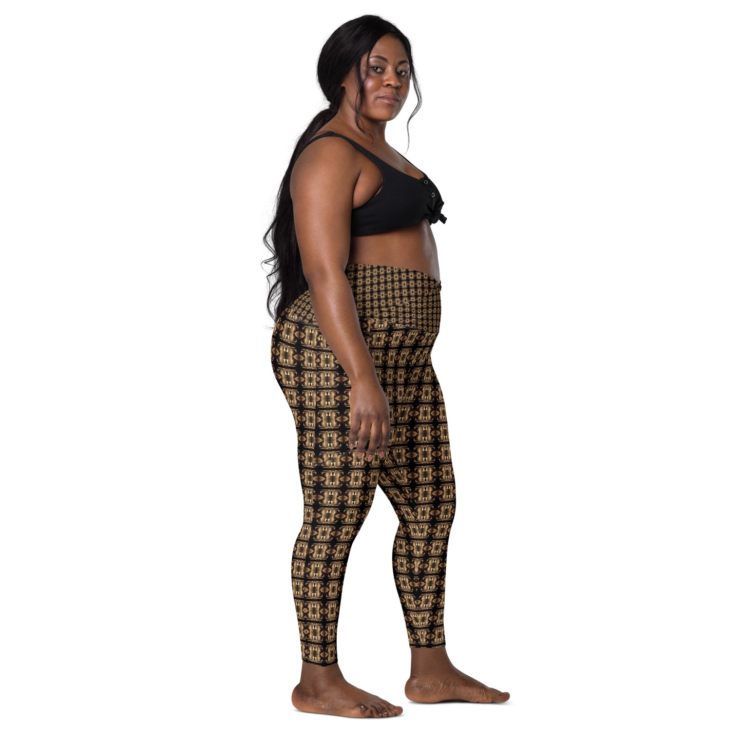 Platinum Ladies Crossover Leggings with Pockets (Full Print) - The God Ball Originals by Chris Rabalais (2024)