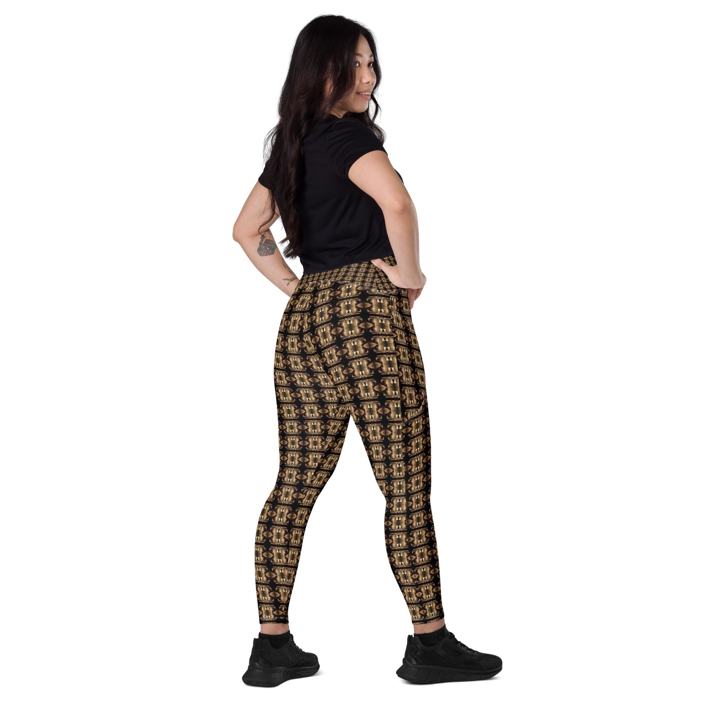 Platinum Ladies Crossover Leggings with Pockets (Full Print) - The God Ball Originals by Chris Rabalais (2024)