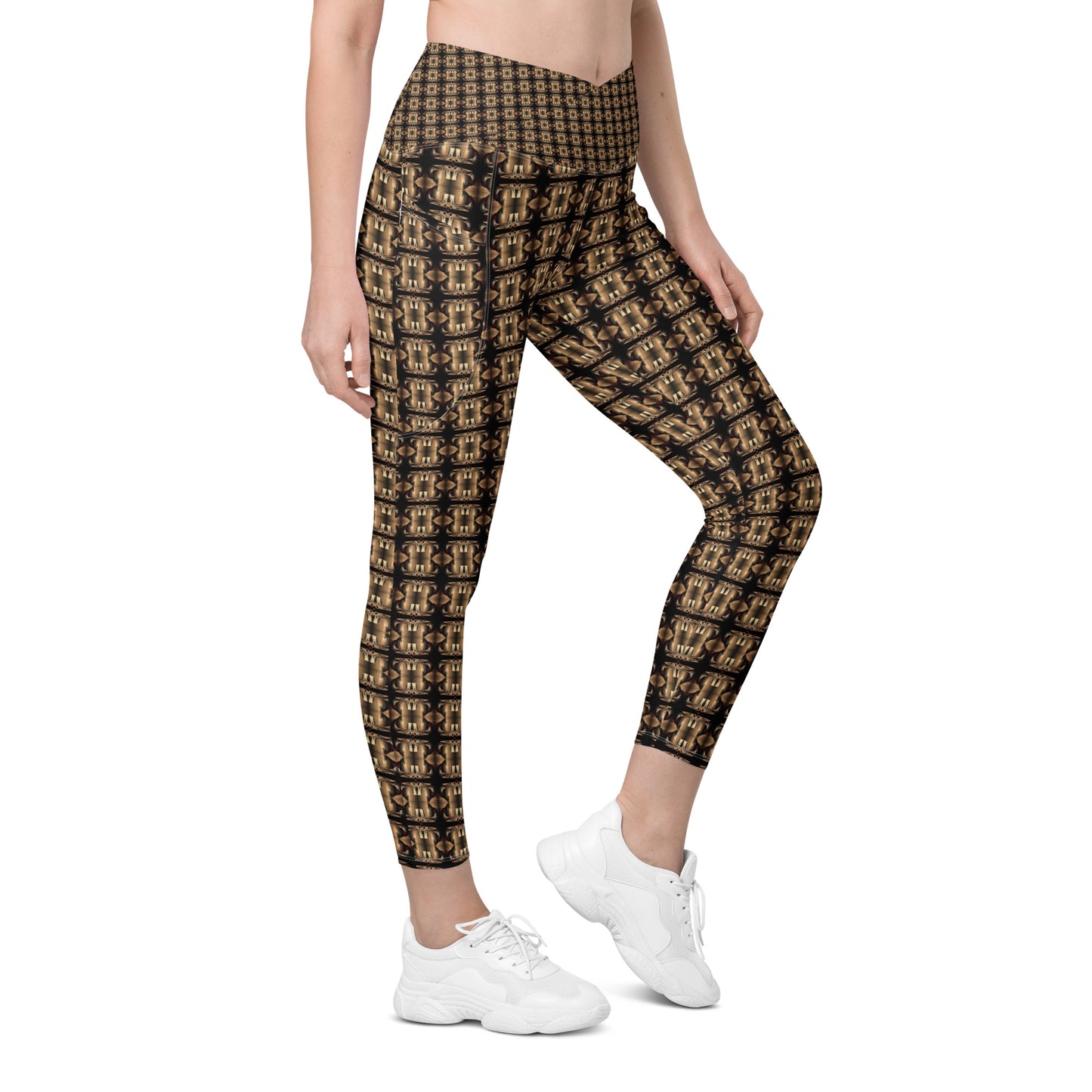 Platinum Ladies Crossover Leggings with Pockets (Full Print) - The God Ball Originals by Chris Rabalais (2024)