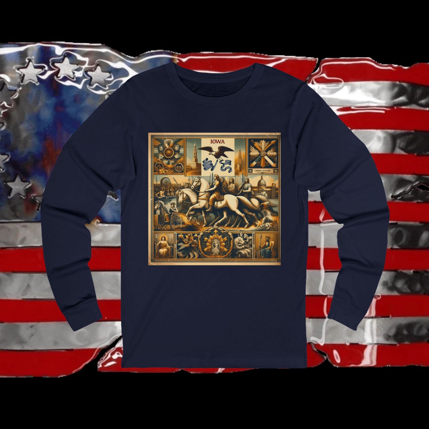 Iowa Vintage Christian Crusader - Unisex Premium Long Sleeve Jersey Tee - 100% Charity - The God Vote Collection by Chris Rabalais