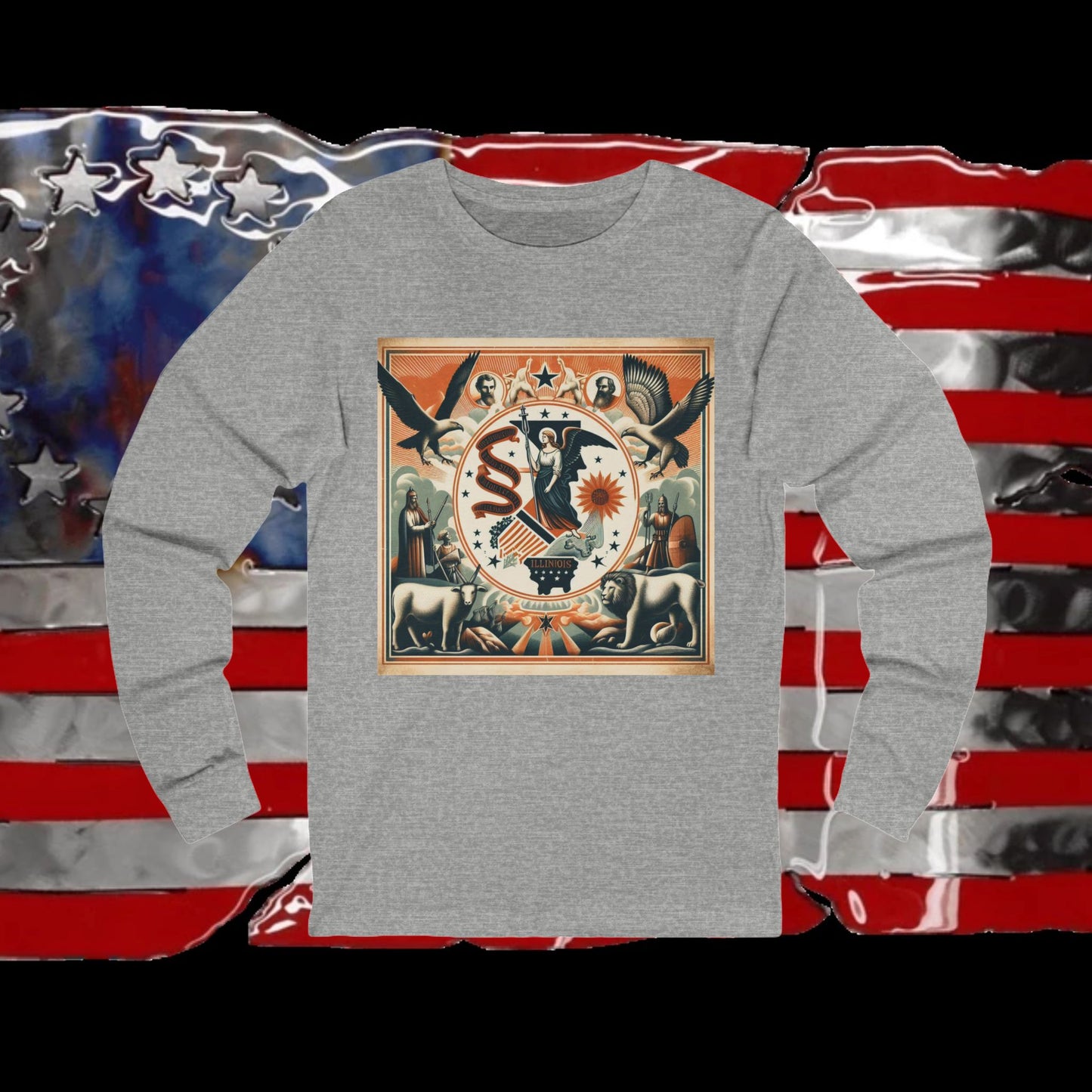Illinois Vintage Christian Crusader - Premium Unisex Long Sleeve Jersey Tee - 100% Charity - The God Vote Collection by Chris Rabalais