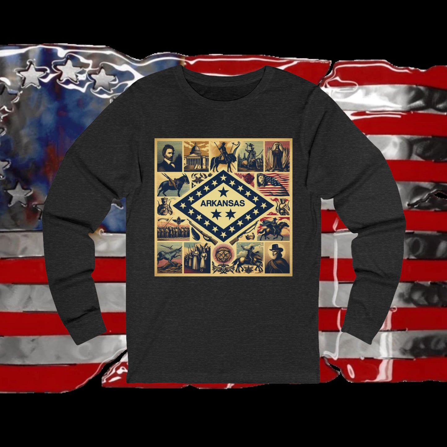 Arkansas Vintage Christian Crusader - Premium Unisex Long Sleeve Jersey Tee - 100% Charity - The God Vote Collection by Chris Rabalais