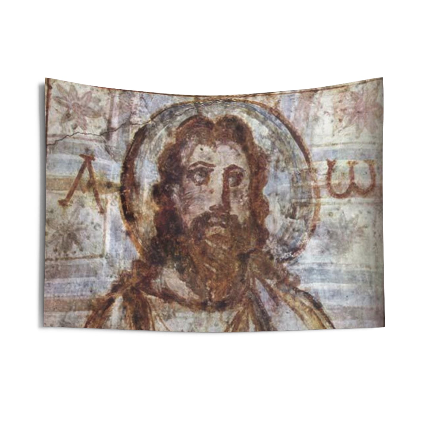 Christ Jesus Face Bible Pantocrator Rome Catacombs 4th Century Wall Art Tapestry Catholic Christian Orthodox Icon Scripture Christmas Gift