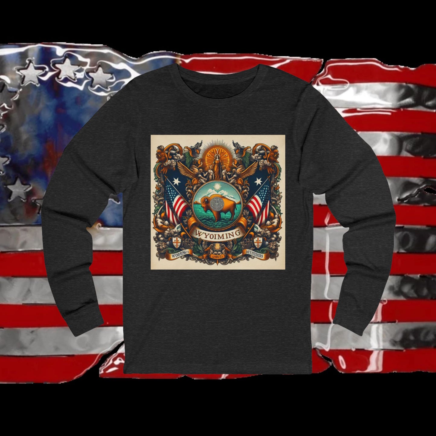 Wyoming Vintage Christian Crusader - Premium Unisex Long Sleeve Jersey Tee - 100% Charity - The God Vote Collection by Chris Rabalais