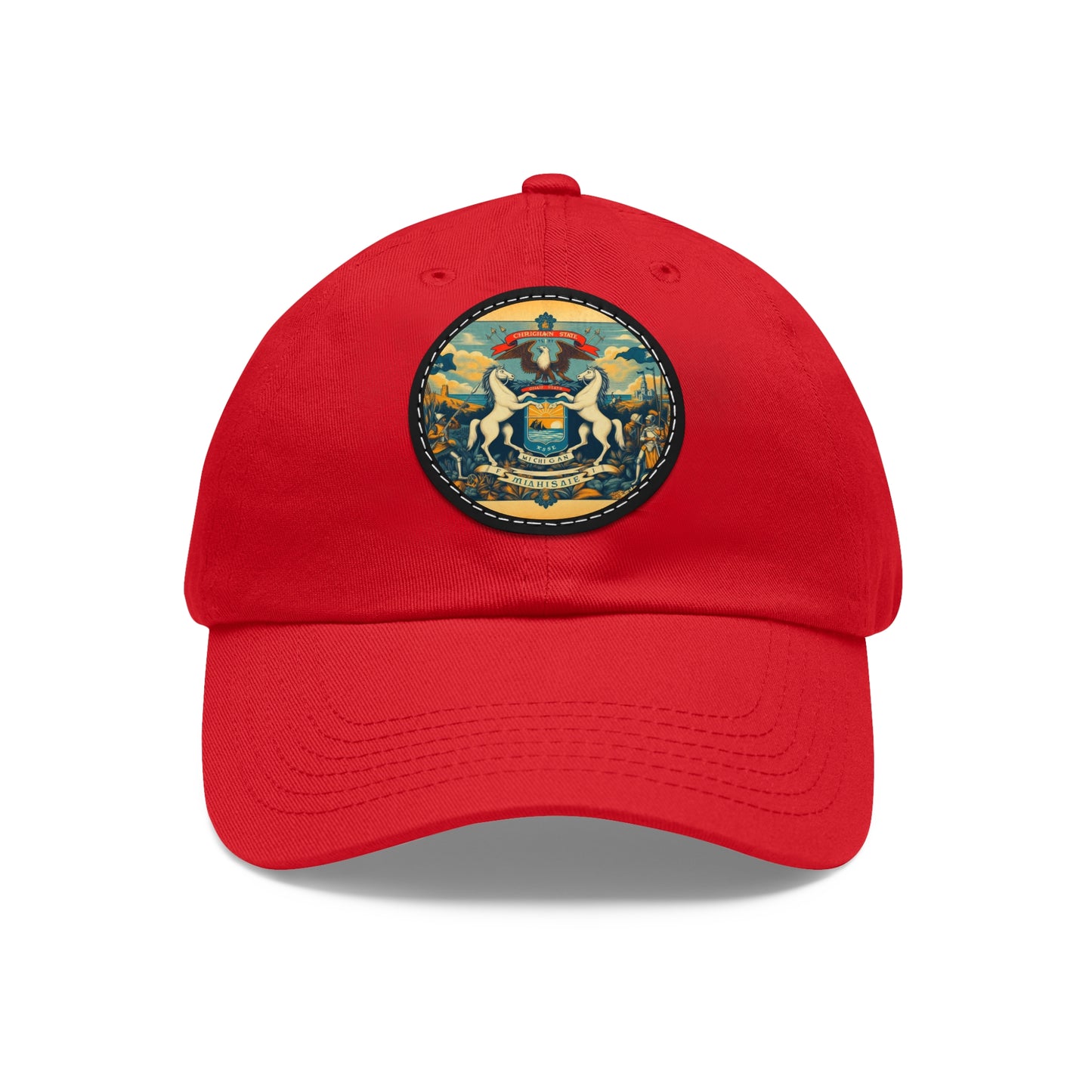 Michigan Vintage Christian Crusader Campaign Hat - Chino Twill Leather Logo - 100% Charity - The God Vote Collection by Chris Rabalais