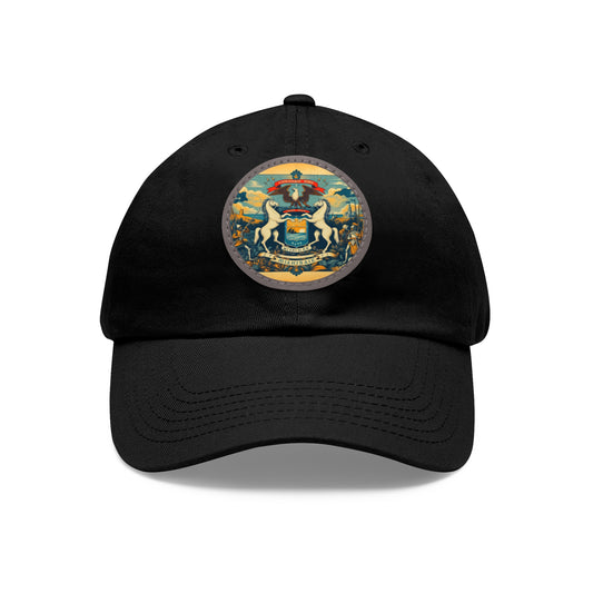 Michigan Vintage Christian Crusader Campaign Hat - Chino Twill Leather Logo - 100% Charity - The God Vote Collection by Chris Rabalais