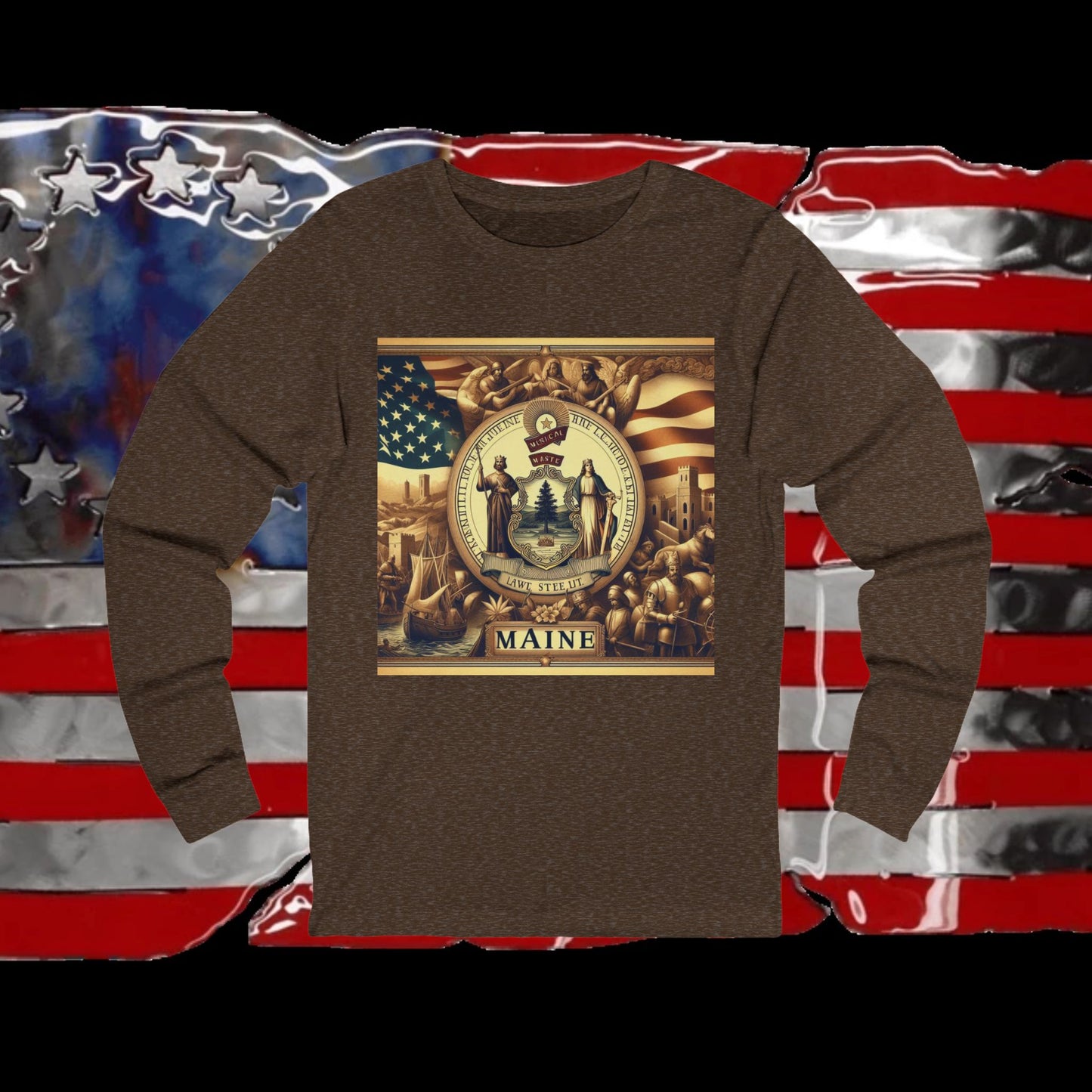 Maine Vintage Christian Crusader - Premium Unisex Long Sleeve Jersey Tee - 100% Charity - The God Vote Collection by Chris Rabalais