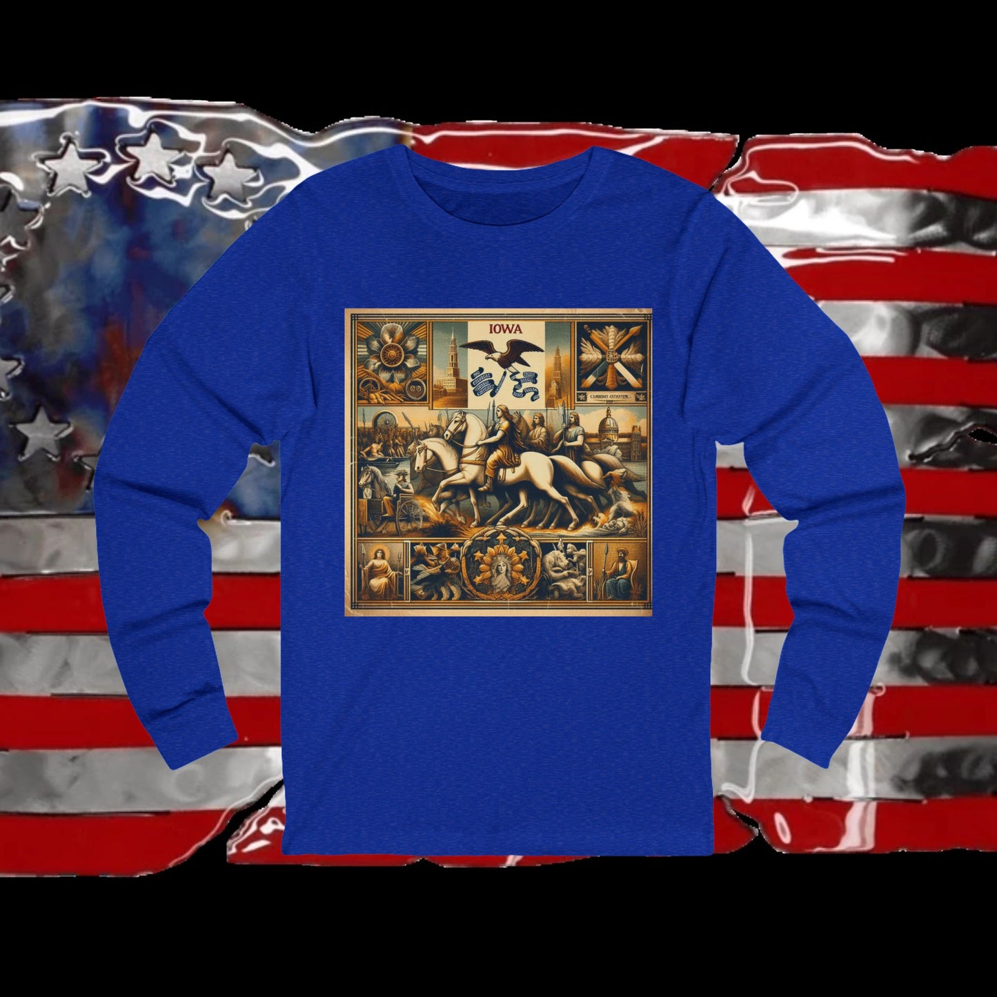 Iowa Vintage Christian Crusader - Unisex Premium Long Sleeve Jersey Tee - 100% Charity - The God Vote Collection by Chris Rabalais
