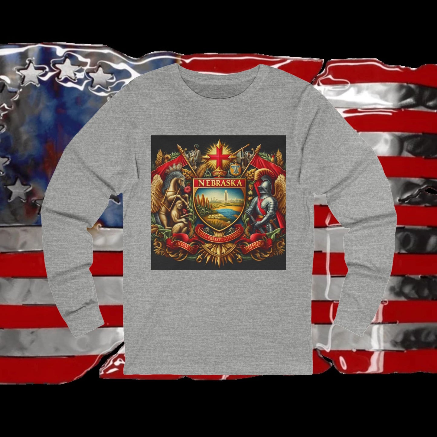 Nebraska Vintage Christian Crusader - Premium Unisex Long Sleeve Jersey Tee - 100% Charity - The God Vote Collection by Chris Rabalais