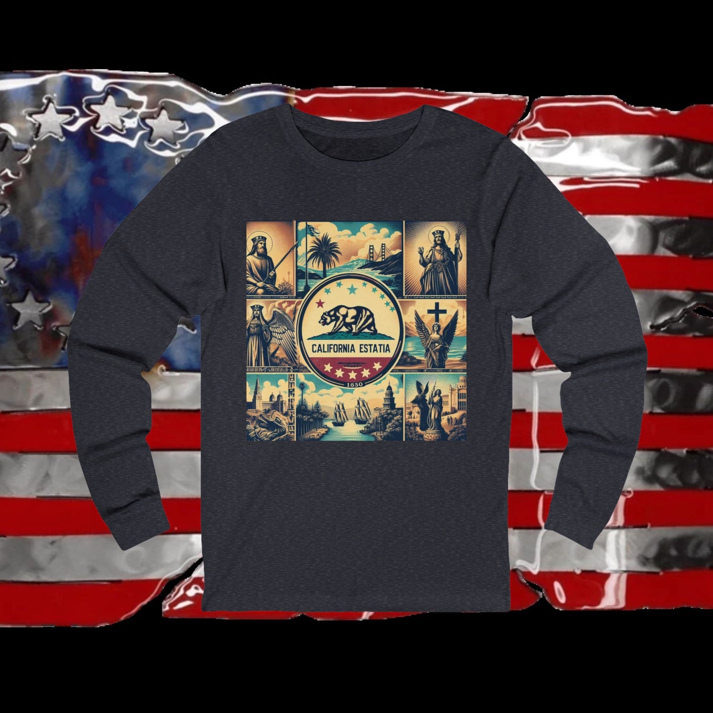 California Vintage Christian Crusader - Premium Unisex Long Sleeve Jersey Tee - 100% Charity - The God Vote Collection by Chris Rabalais