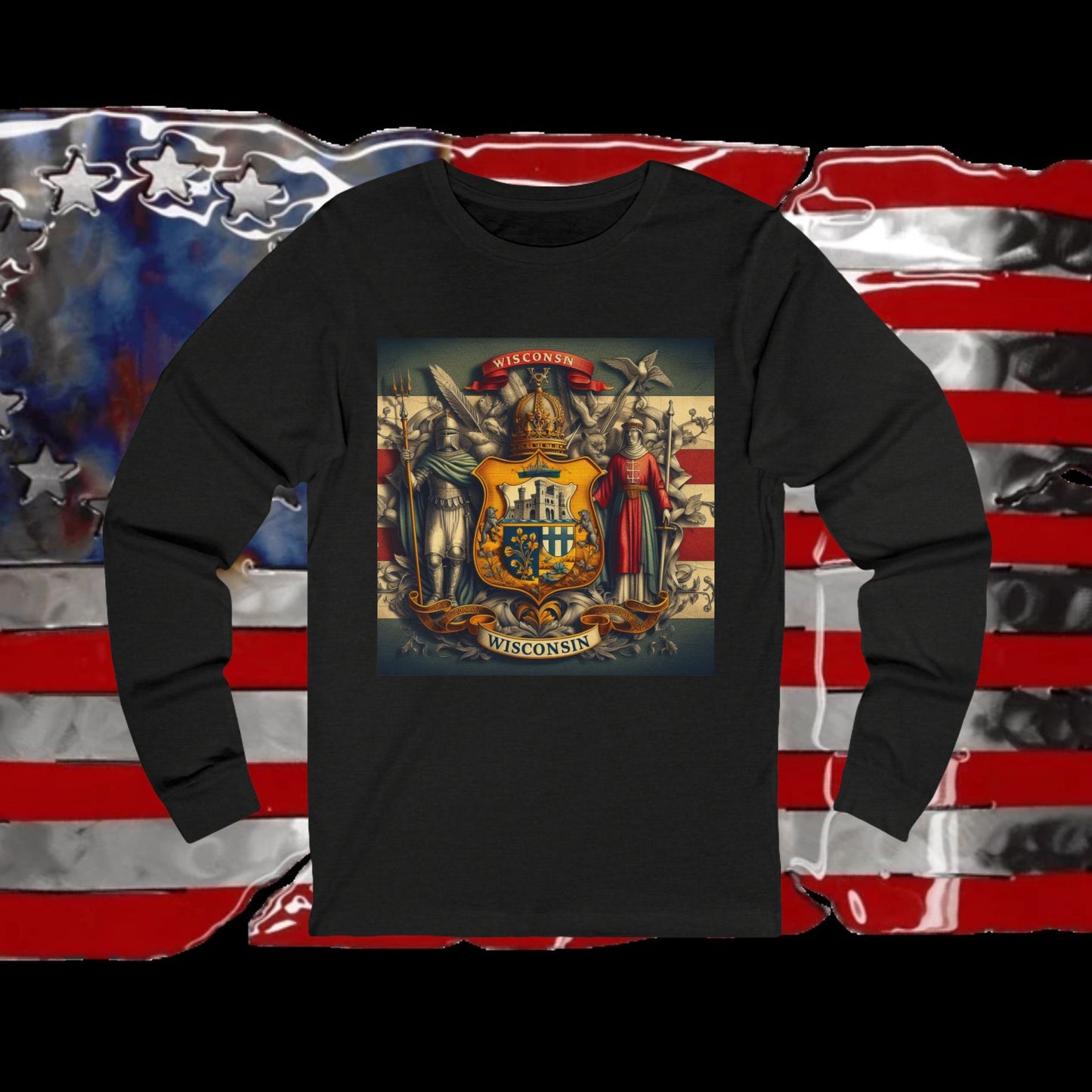 Wisconsin Vintage Christian Crusader - Premium Unisex Long Sleeve Jersey Tee - 100% Charity - The God Vote Collection by Chris Rabalais