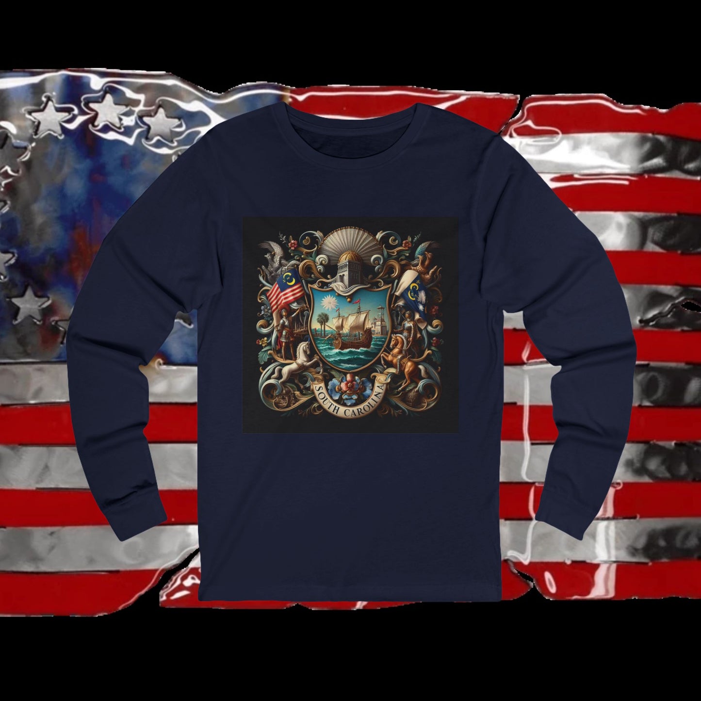 South Carolina Vintage Christian Crusader - Premium Unisex Long Sleeve Jersey Tee - 100% Charity - The God Vote Collection by Chris Rabalais