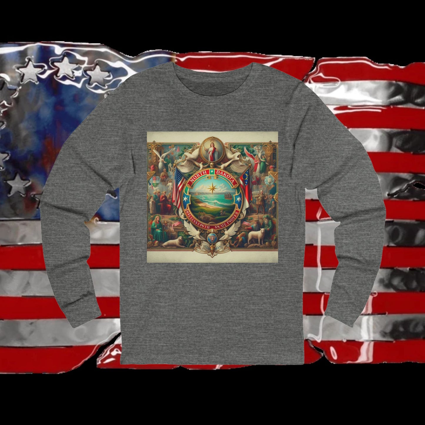 North Dakota Vintage Christian Crusader - Premium Unisex Long Sleeve Jersey Tee - 100% Charity - The God Vote Collection by Chris Rabalais