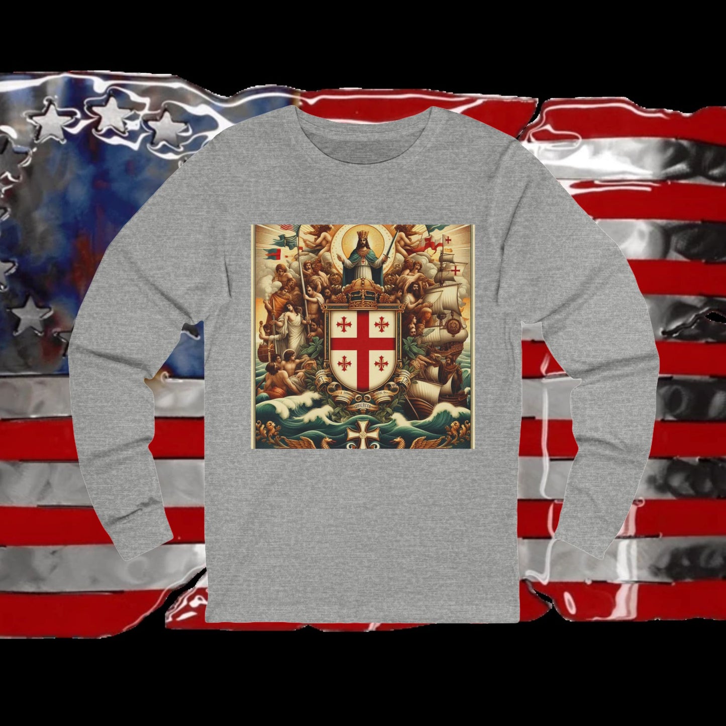 Northern Mariana Vintage Christian Crusader - Premium Long Sleeve Jersey Tee - 100% Charity - The God Vote Collection by Chris Rabalais