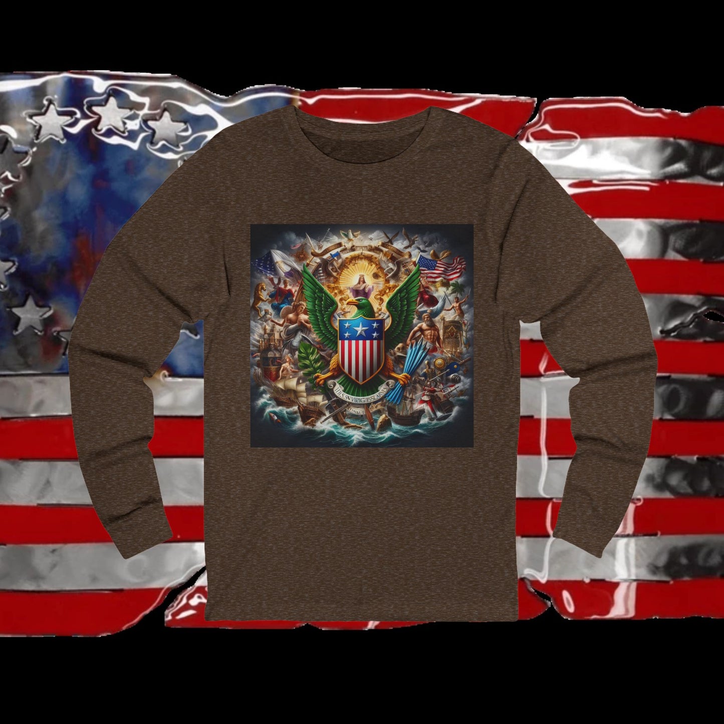 Virgin Islands Vintage Christian Crusader - Unisex Premium Long Sleeve Jersey Tee - 100% Charity - The God Vote Collection by Chris Rabalais
