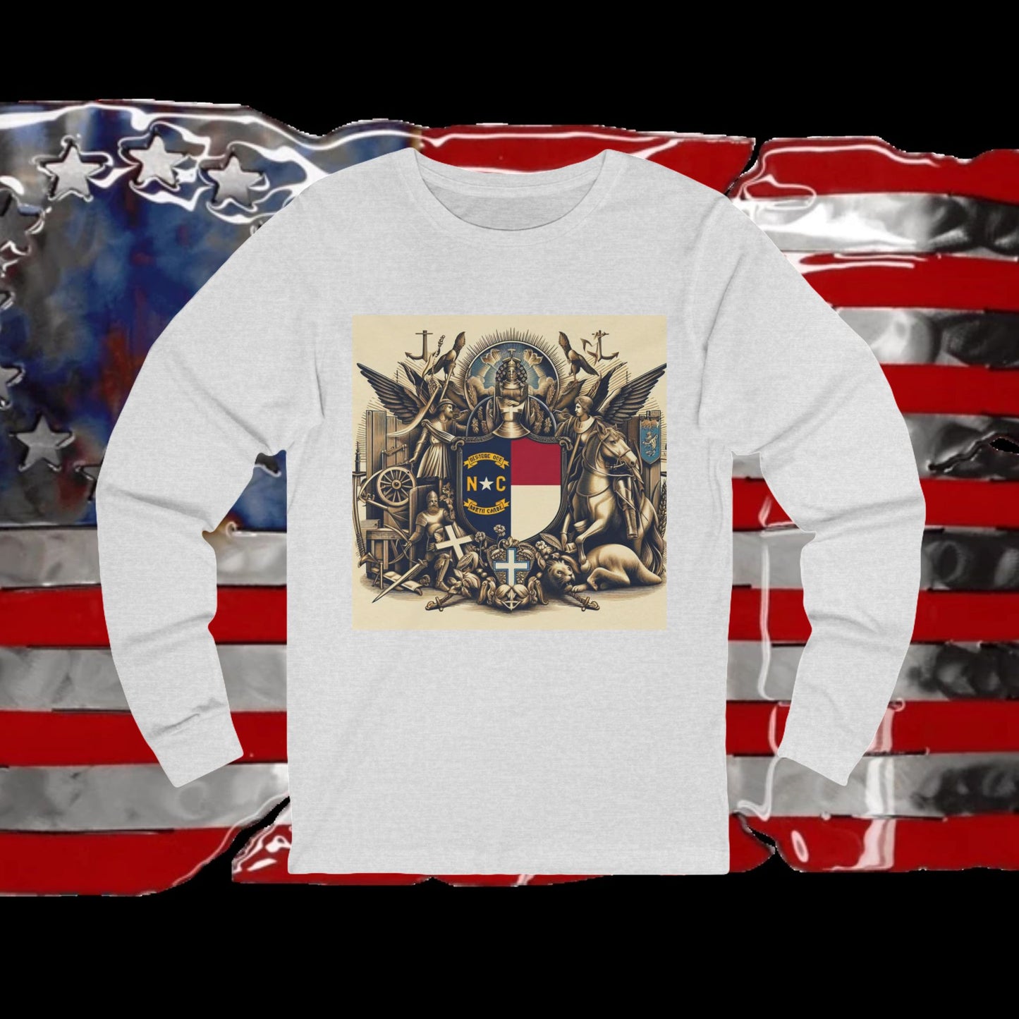 North Carolina Vintage Christian Crusader - Premium Unisex Long Sleeve Jersey Tee - 100% Charity - The God Vote Collection by Chris Rabalais