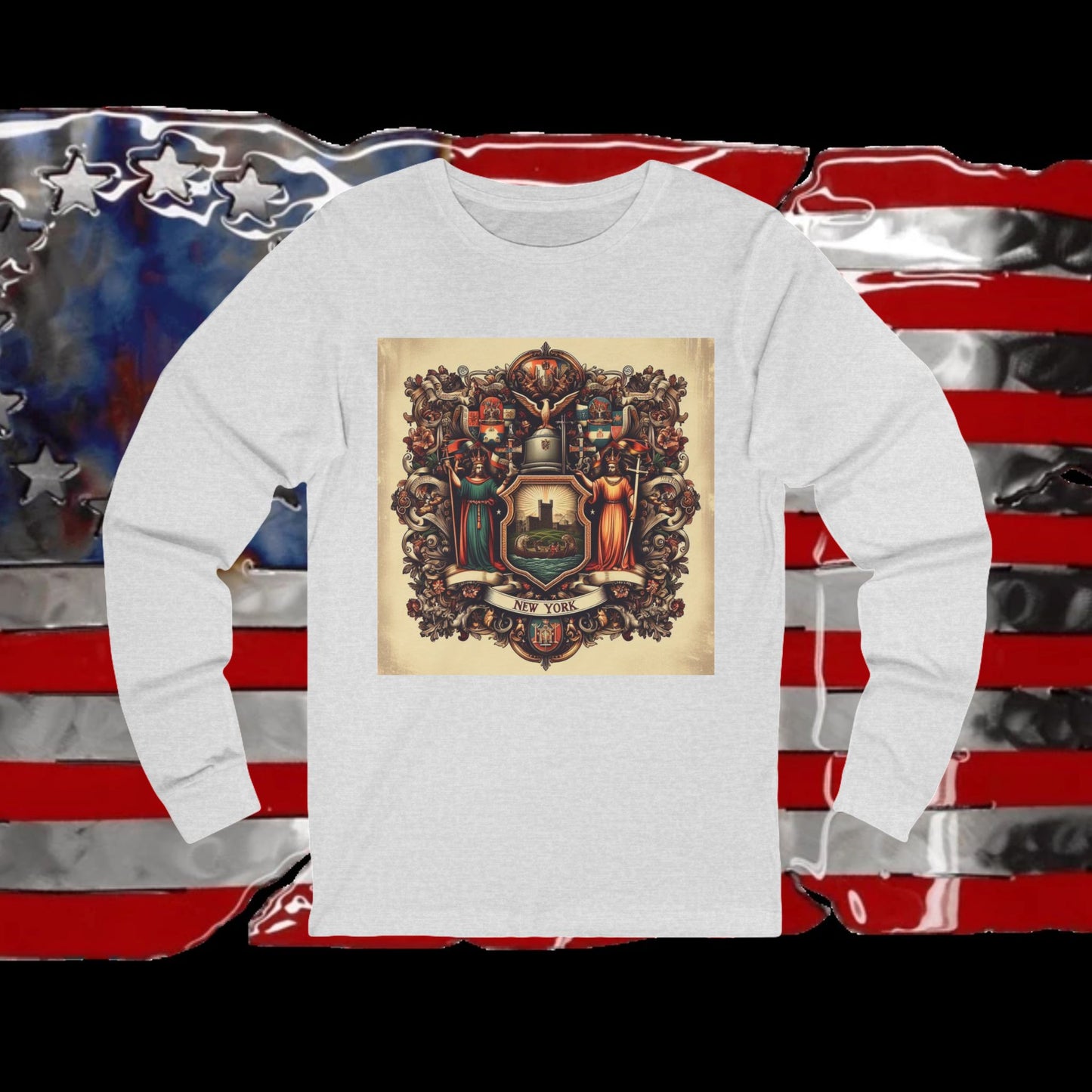 New York Vintage Christian Crusader - Premium Unisex Long Sleeve Jersey Tee - 100% Charity - The God Vote Collection by Chris Rabalais