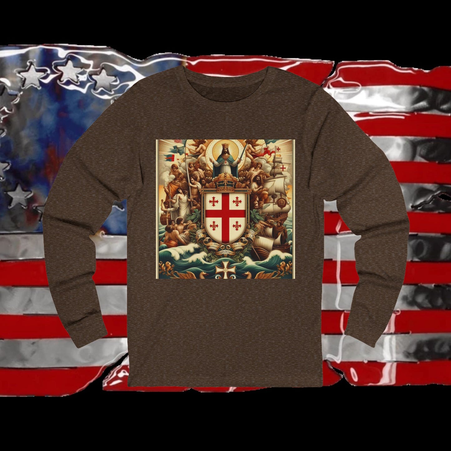 Northern Mariana Vintage Christian Crusader - Premium Long Sleeve Jersey Tee - 100% Charity - The God Vote Collection by Chris Rabalais