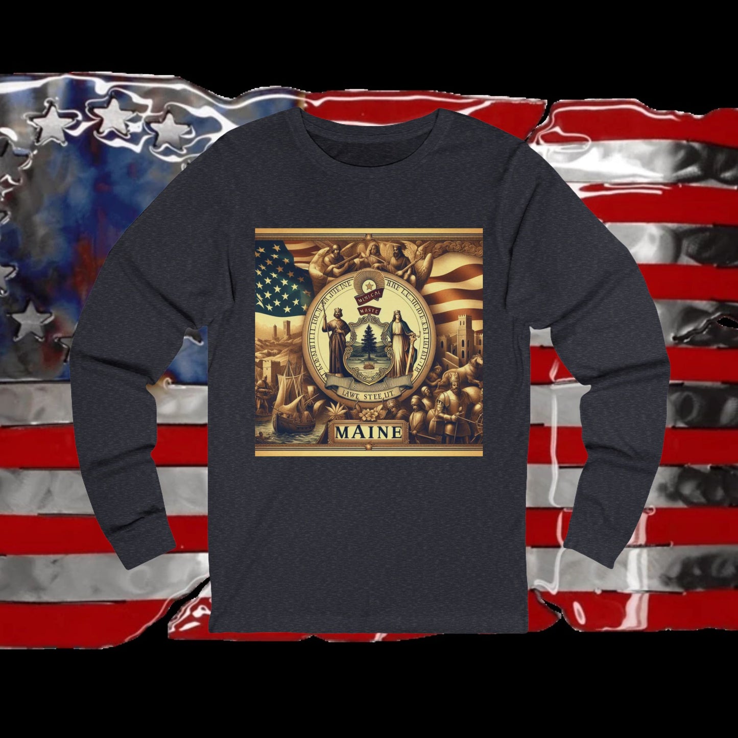 Maine Vintage Christian Crusader - Premium Unisex Long Sleeve Jersey Tee - 100% Charity - The God Vote Collection by Chris Rabalais