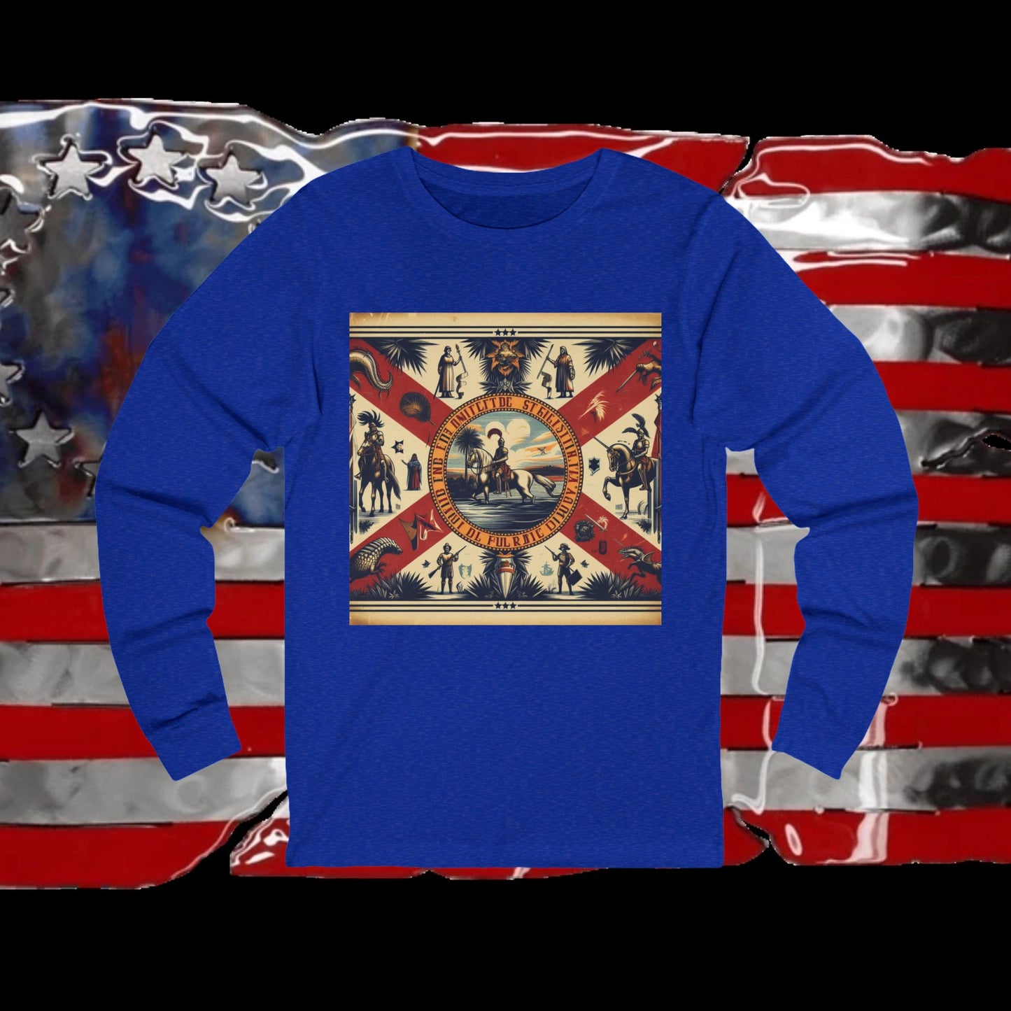 Florida Vintage Christian Crusader - Premium Unisex Long Sleeve Jersey Tee - 100% Charity - The God Vote Collection by Chris Rabalais