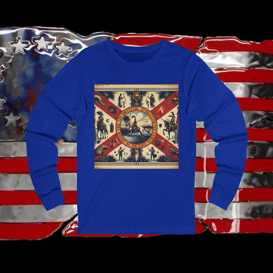 Florida Vintage Christian Crusader - Premium Unisex Long Sleeve Jersey Tee - 100% Charity - The God Vote Collection by Chris Rabalais