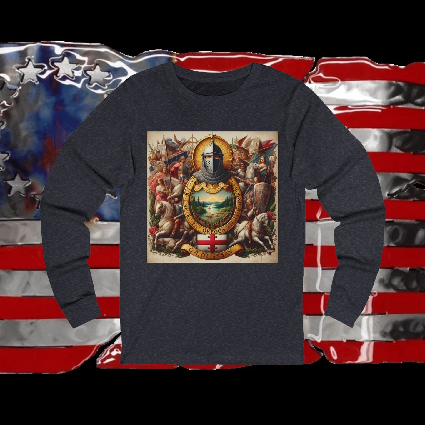 Oregon Vintage Christian Crusader - Premium Unisex Long Sleeve Jersey Tee - 100% Charity - The God Vote Collection by Chris Rabalais