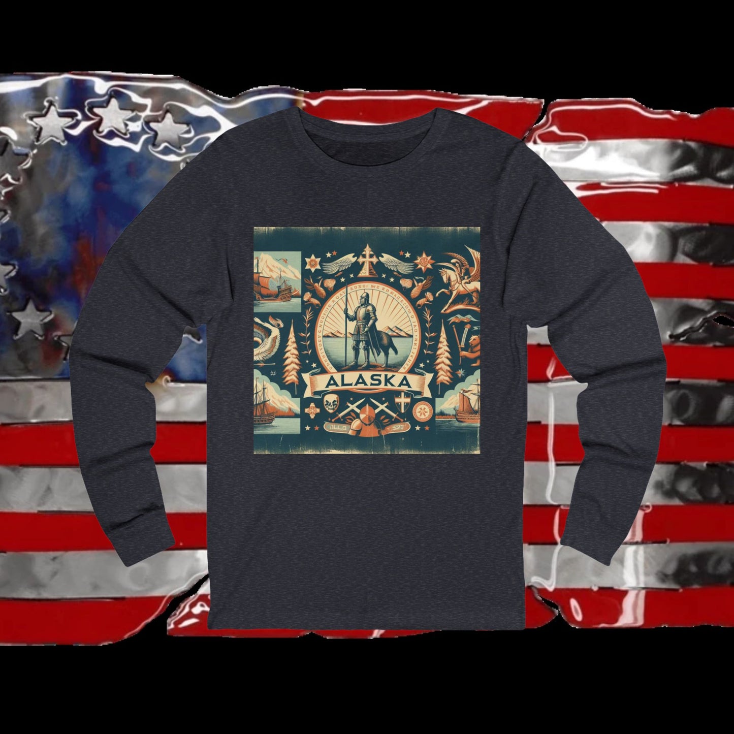 Alaska Vintage Christian Crusader - Premium Unisex Long Sleeve Jersey Tee - 100% Charity - The God Vote Collection by Chris Rabalais