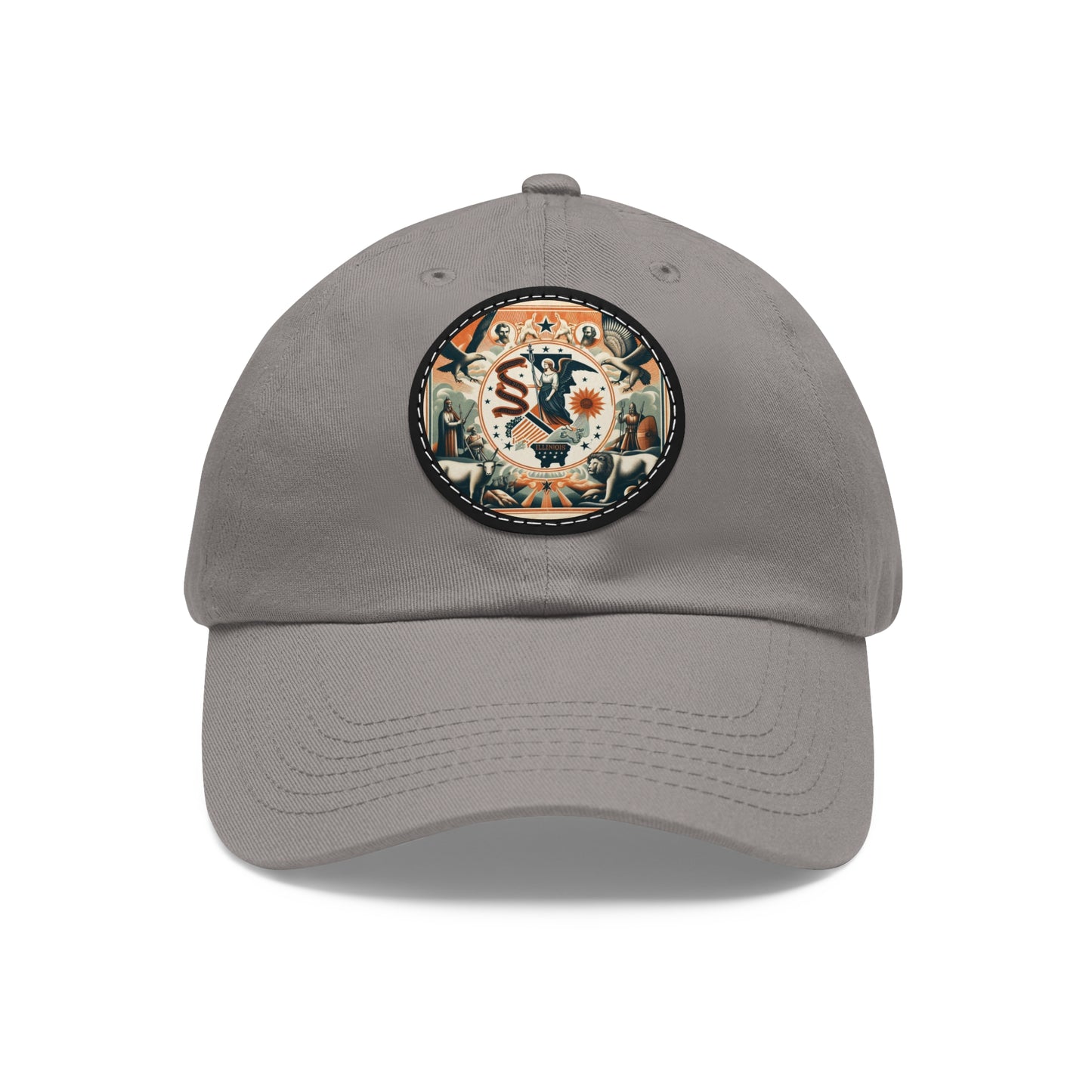 Illinois Vintage Christian Crusader Campaign Hat - Chino Twill Leather Logo - 100% Charity - The God Vote Collection by Chris Rabalais