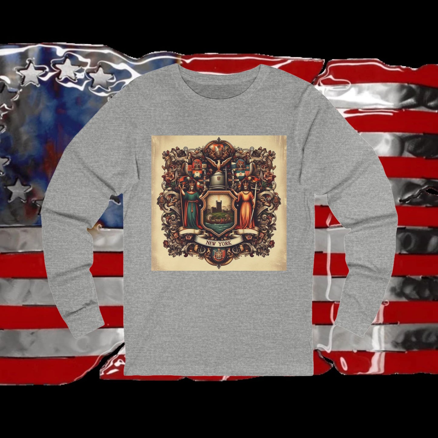New York Vintage Christian Crusader - Premium Unisex Long Sleeve Jersey Tee - 100% Charity - The God Vote Collection by Chris Rabalais