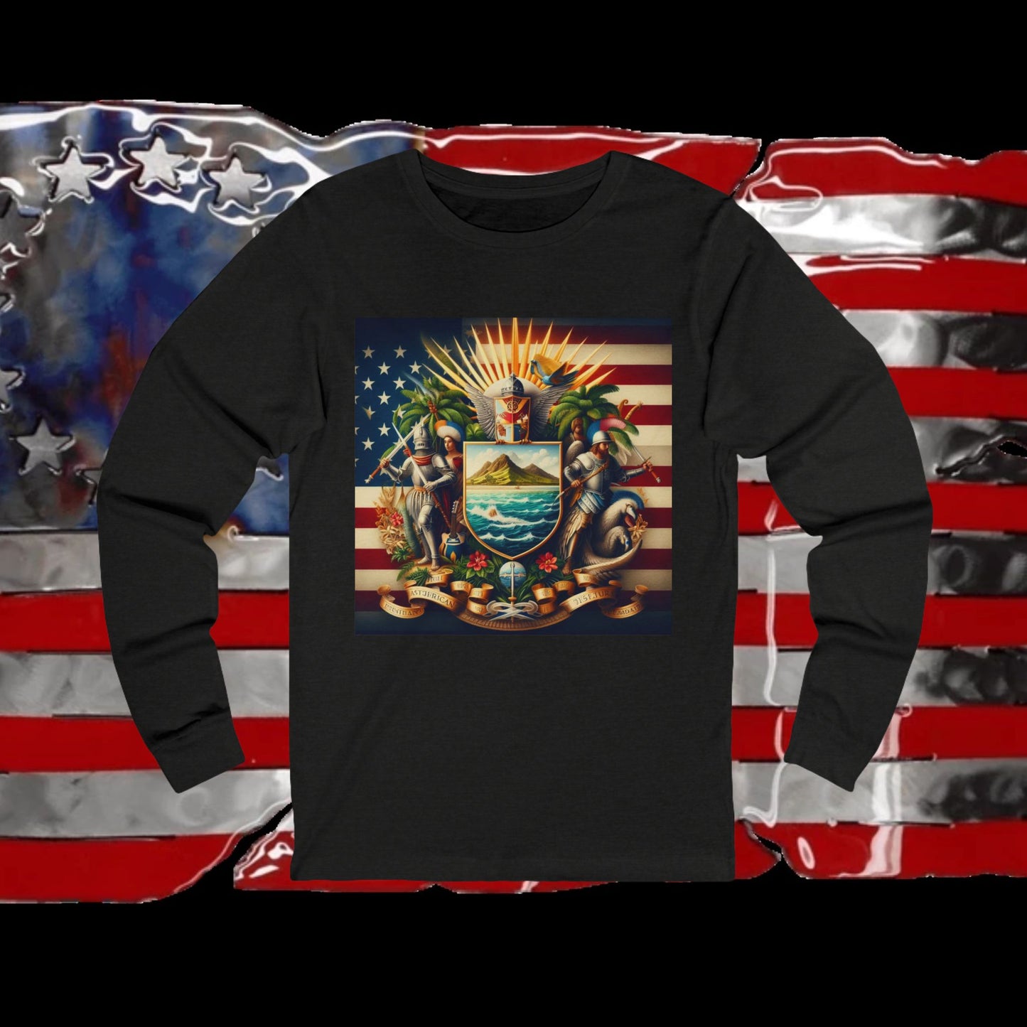 American Samoa Vintage Christian Crusader - Premium Unisex Long Sleeve Jersey Tee - 100% Charity - The God Vote Collection by Chris Rabalais