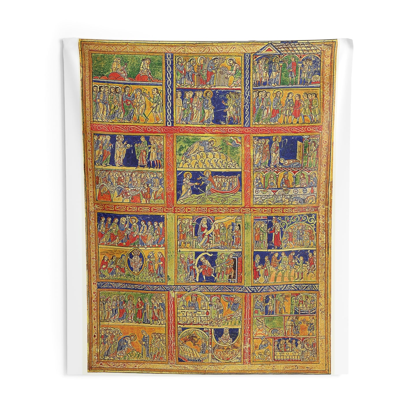 Scenes from the Life of Christ and Parables Parchment Psautier d'Eadwine 1150 Canvas Tapestry Catholic Christian Bible Scripture Christ Gift