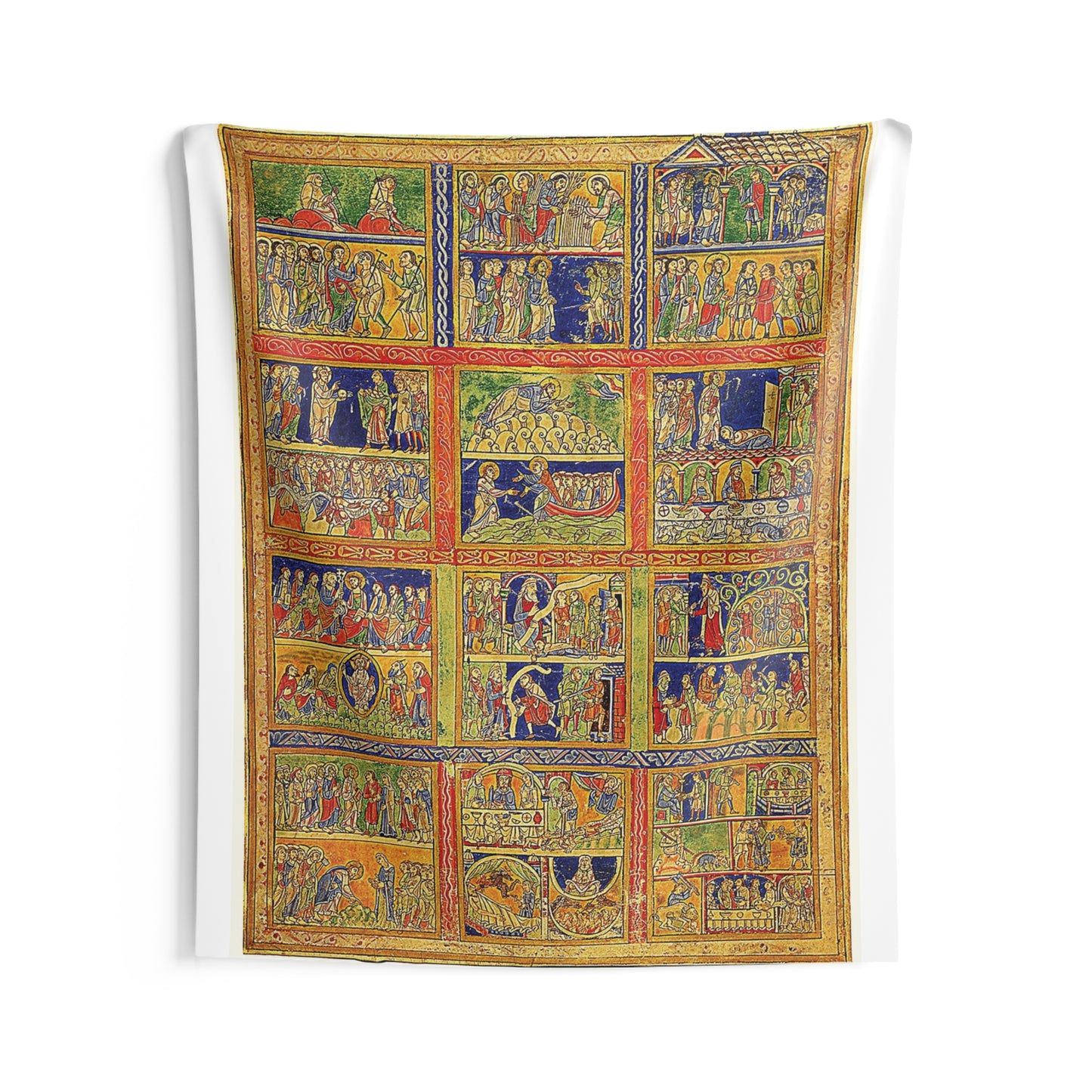 Scenes from the Life of Christ and Parables Parchment Psautier d'Eadwine 1150 Canvas Tapestry Catholic Christian Bible Scripture Christ Gift