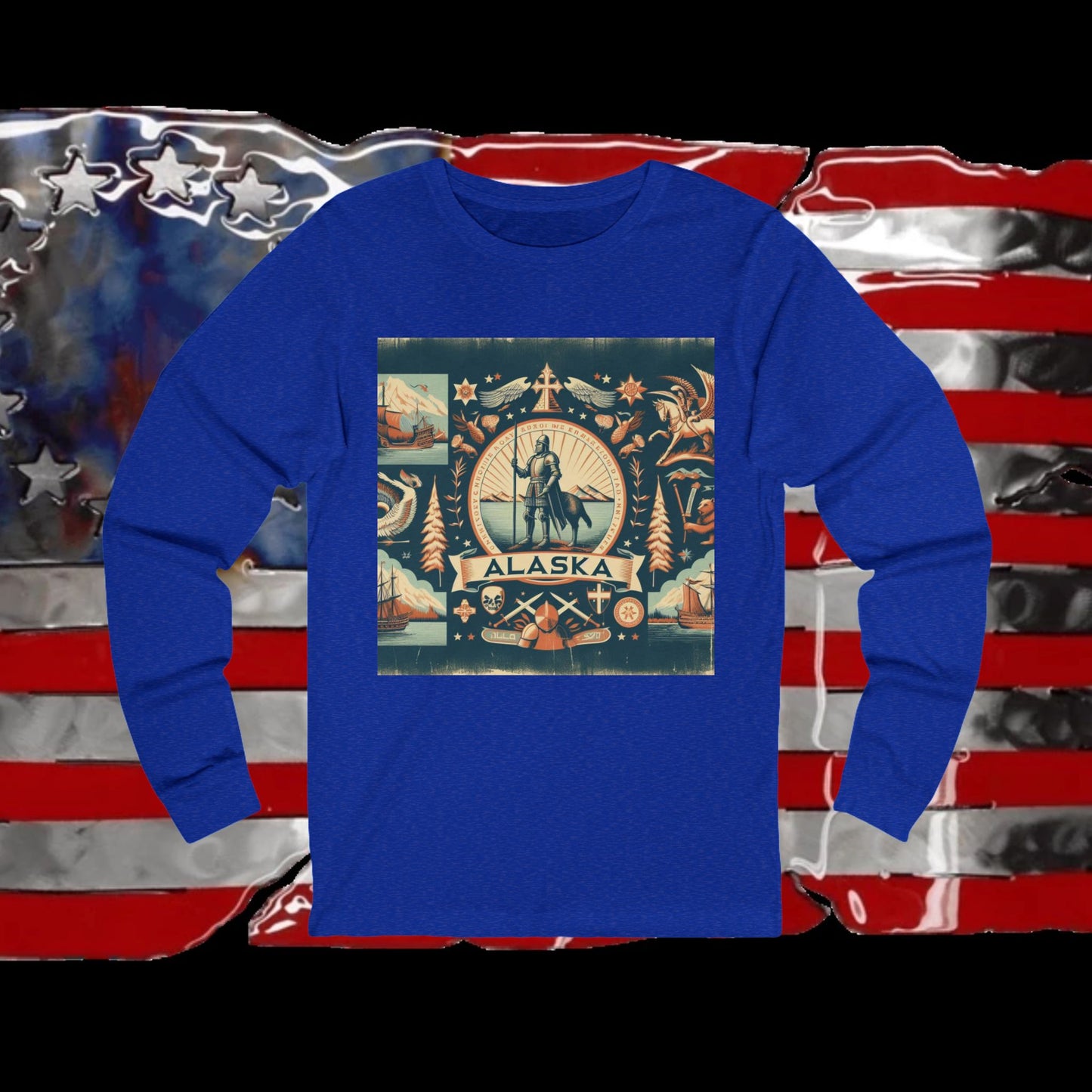 Alaska Vintage Christian Crusader - Premium Unisex Long Sleeve Jersey Tee - 100% Charity - The God Vote Collection by Chris Rabalais