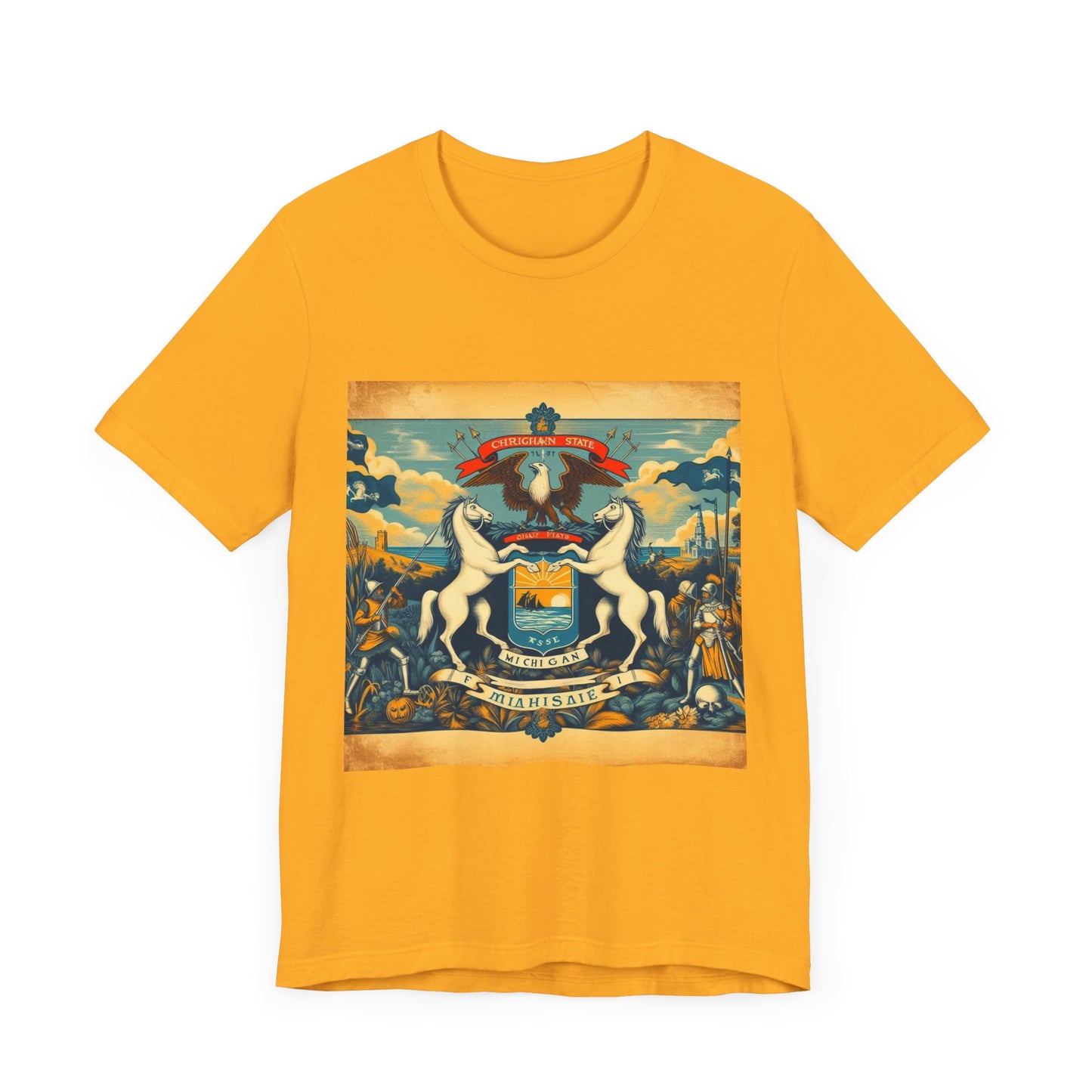 Michigan Vintage Christian Crusader - Unisex Jersey Tee - USA - 100% Charity Benefit - The God Vote Collection by Chris Rabalais