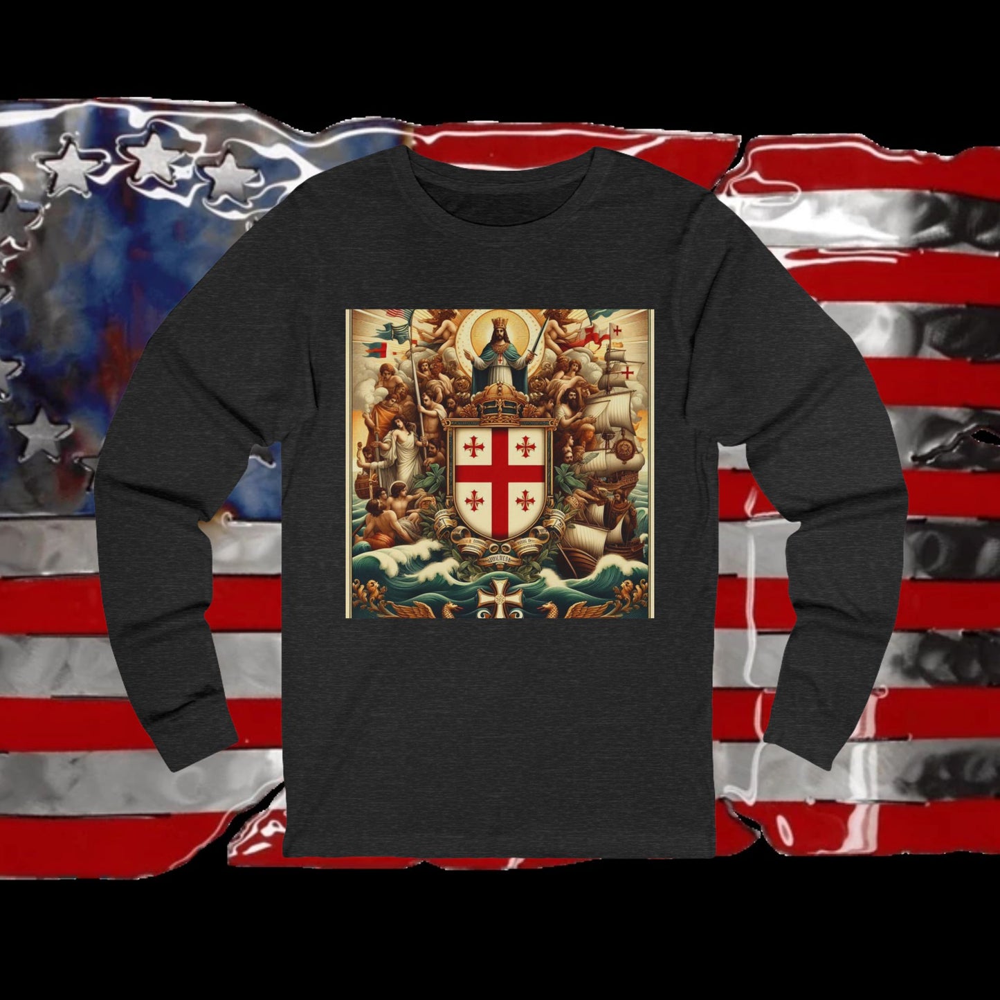 Northern Mariana Vintage Christian Crusader - Premium Long Sleeve Jersey Tee - 100% Charity - The God Vote Collection by Chris Rabalais