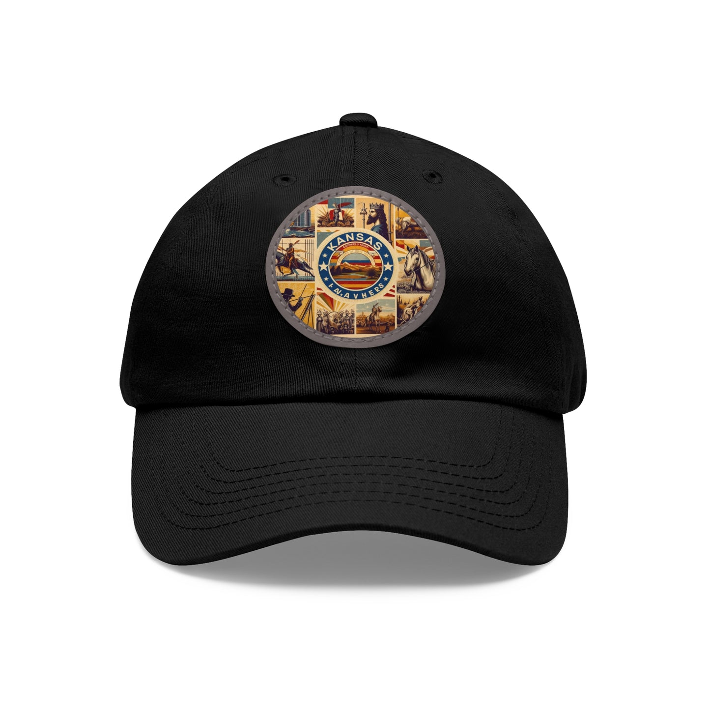 Kansas Vintage Christian Crusader Campaign Hat - Chino Twill Leather Logo - 100% Charity - The God Vote Collection by Chris Rabalais