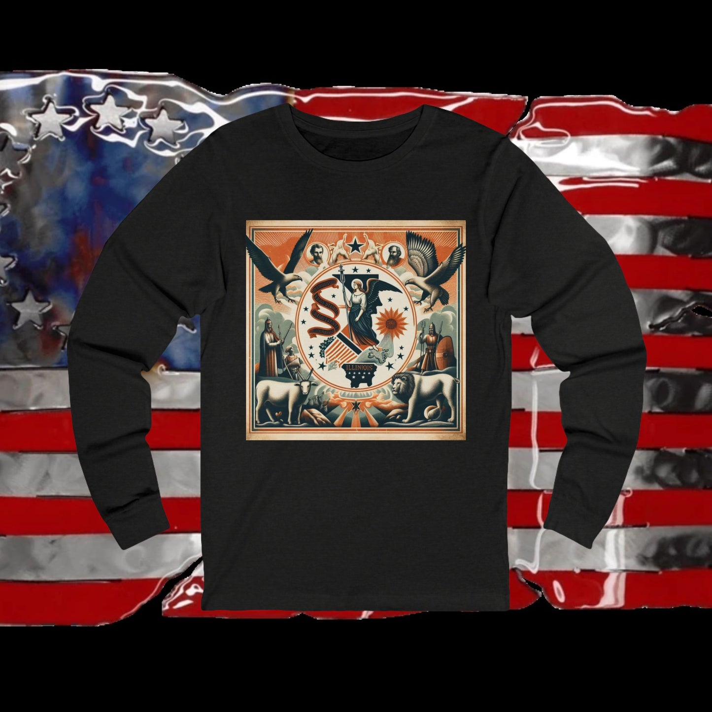 Illinois Vintage Christian Crusader - Premium Unisex Long Sleeve Jersey Tee - 100% Charity - The God Vote Collection by Chris Rabalais