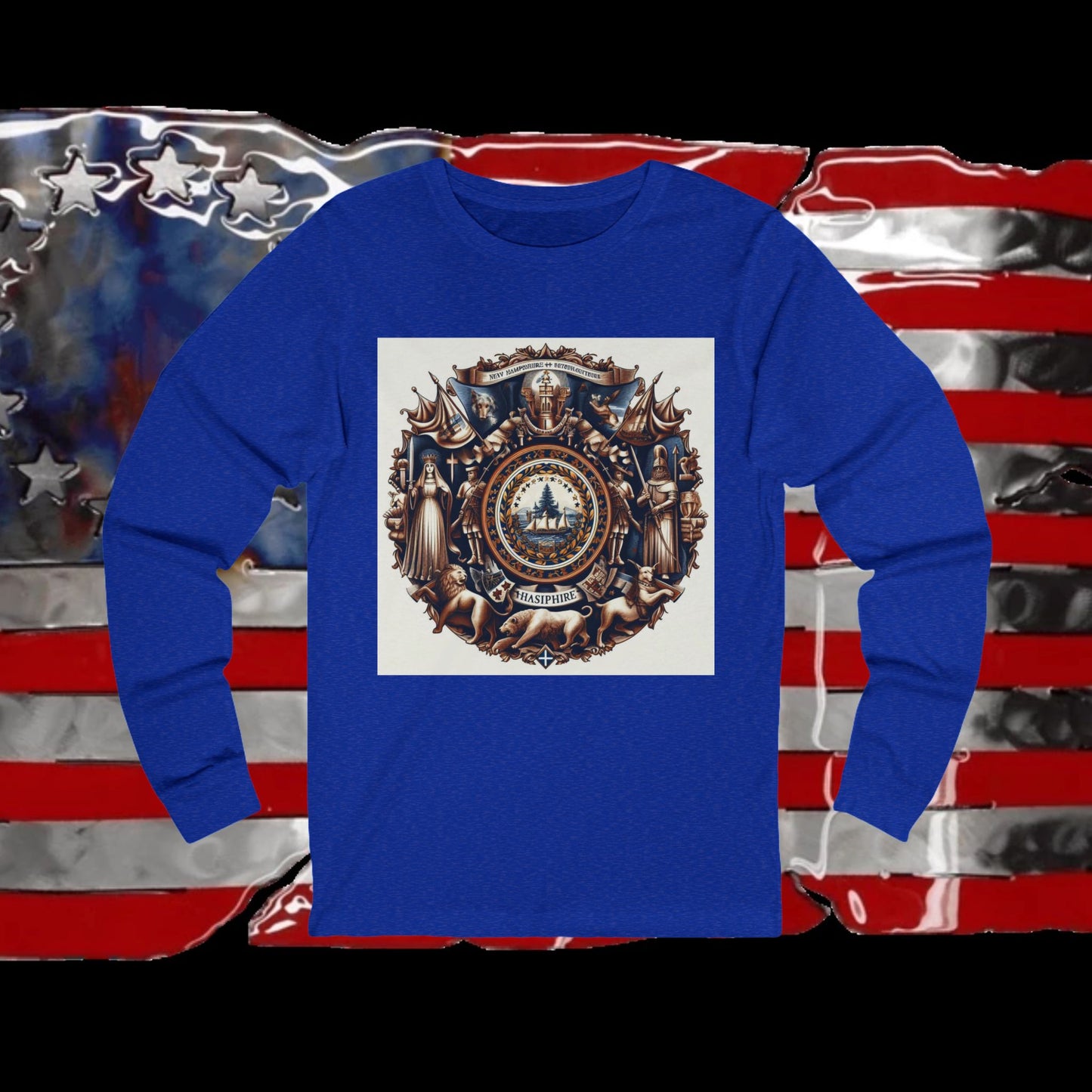 New Hampshire Vintage Christian Crusader - Unisex Premium Long Sleeve Jersey Tee - 100% Charity - The God Vote Collection by Chris Rabalais
