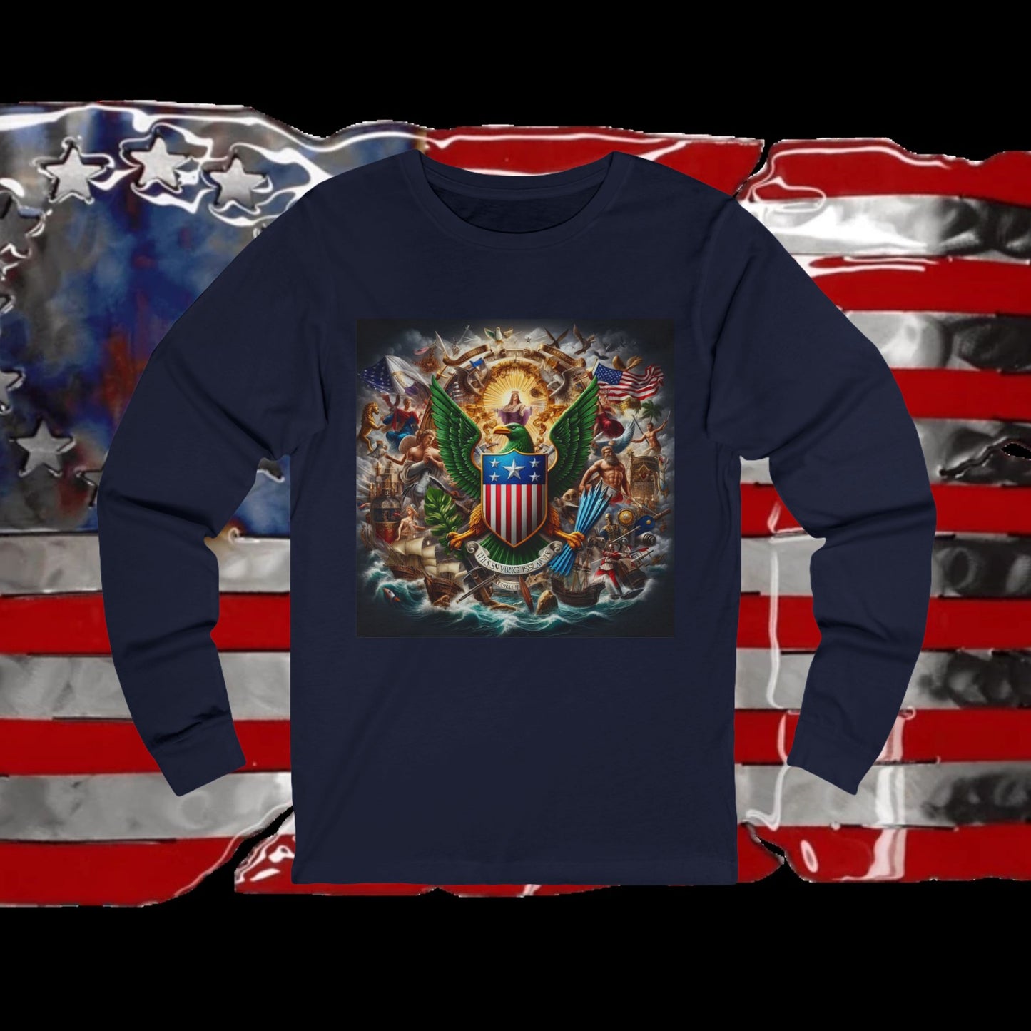 Virgin Islands Vintage Christian Crusader - Unisex Premium Long Sleeve Jersey Tee - 100% Charity - The God Vote Collection by Chris Rabalais