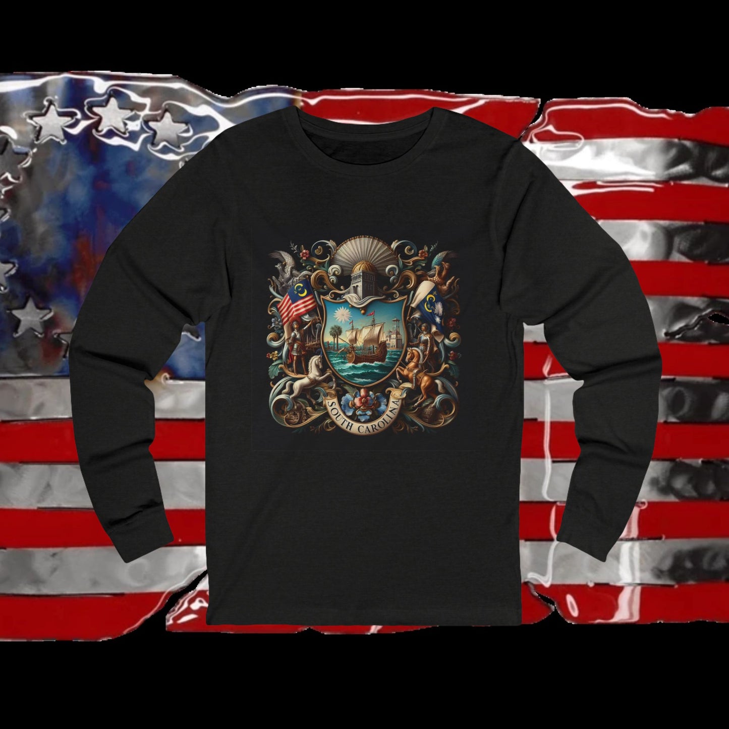 South Carolina Vintage Christian Crusader - Premium Unisex Long Sleeve Jersey Tee - 100% Charity - The God Vote Collection by Chris Rabalais