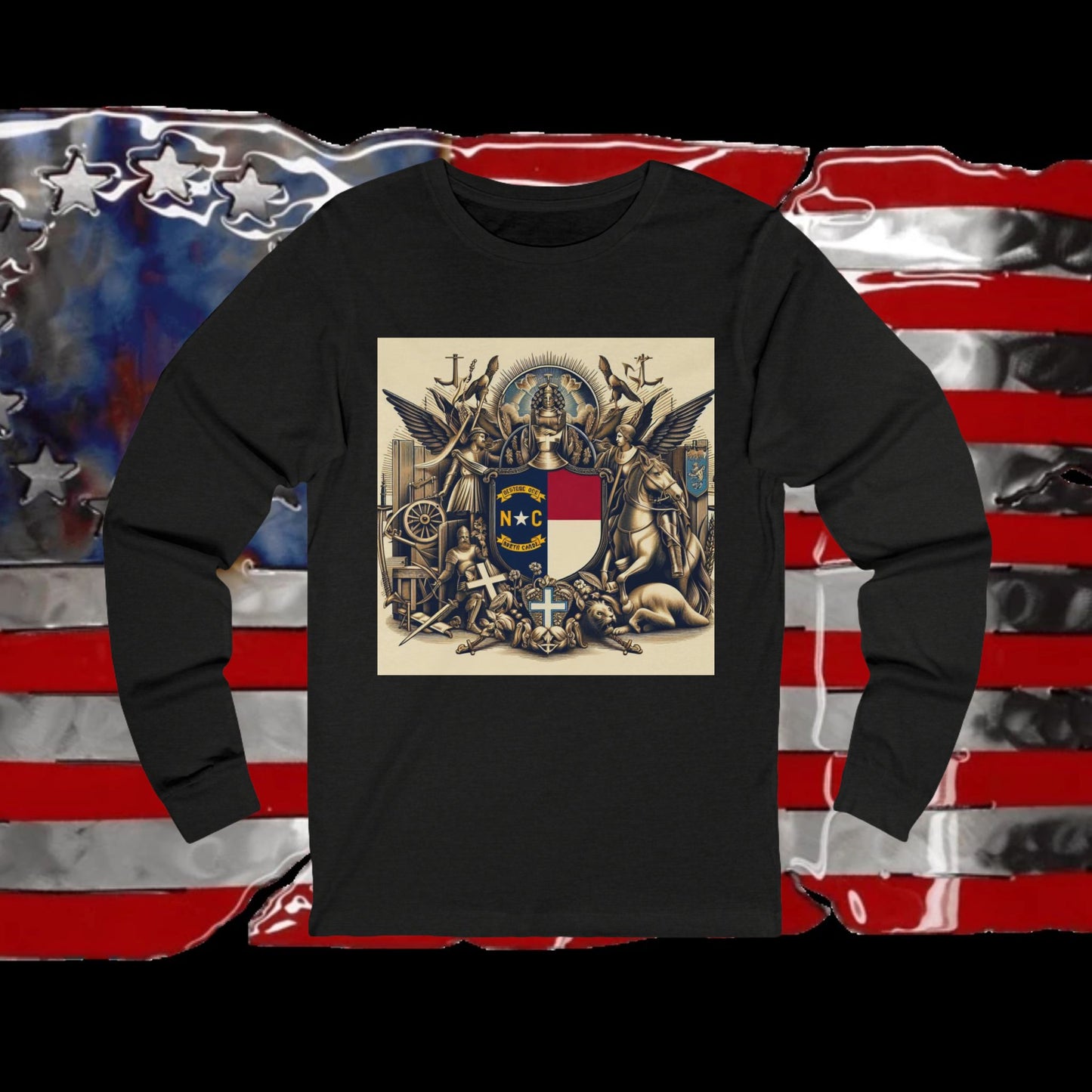 North Carolina Vintage Christian Crusader - Premium Unisex Long Sleeve Jersey Tee - 100% Charity - The God Vote Collection by Chris Rabalais