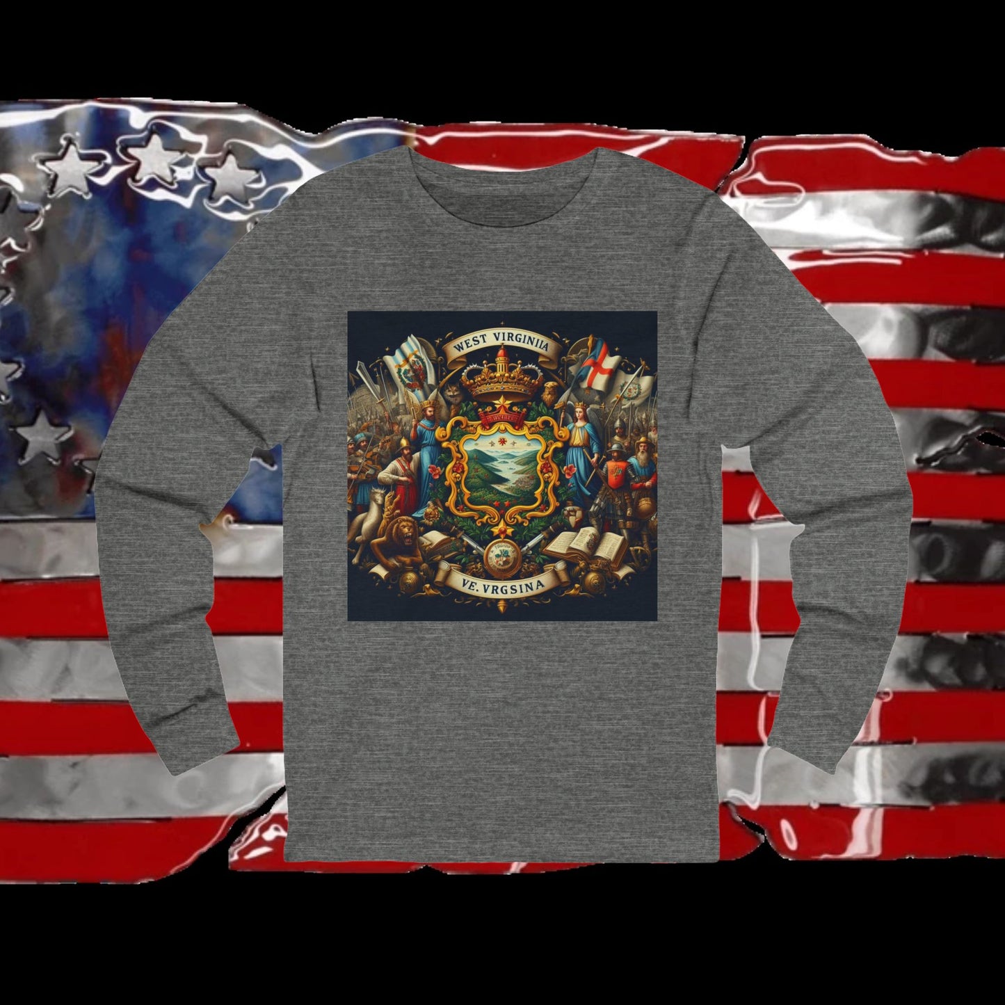 West Virginia Vintage Christian Crusader - Premium Unisex Long Sleeve Jersey Tee - 100% Charity - The God Vote Collection by Chris Rabalais