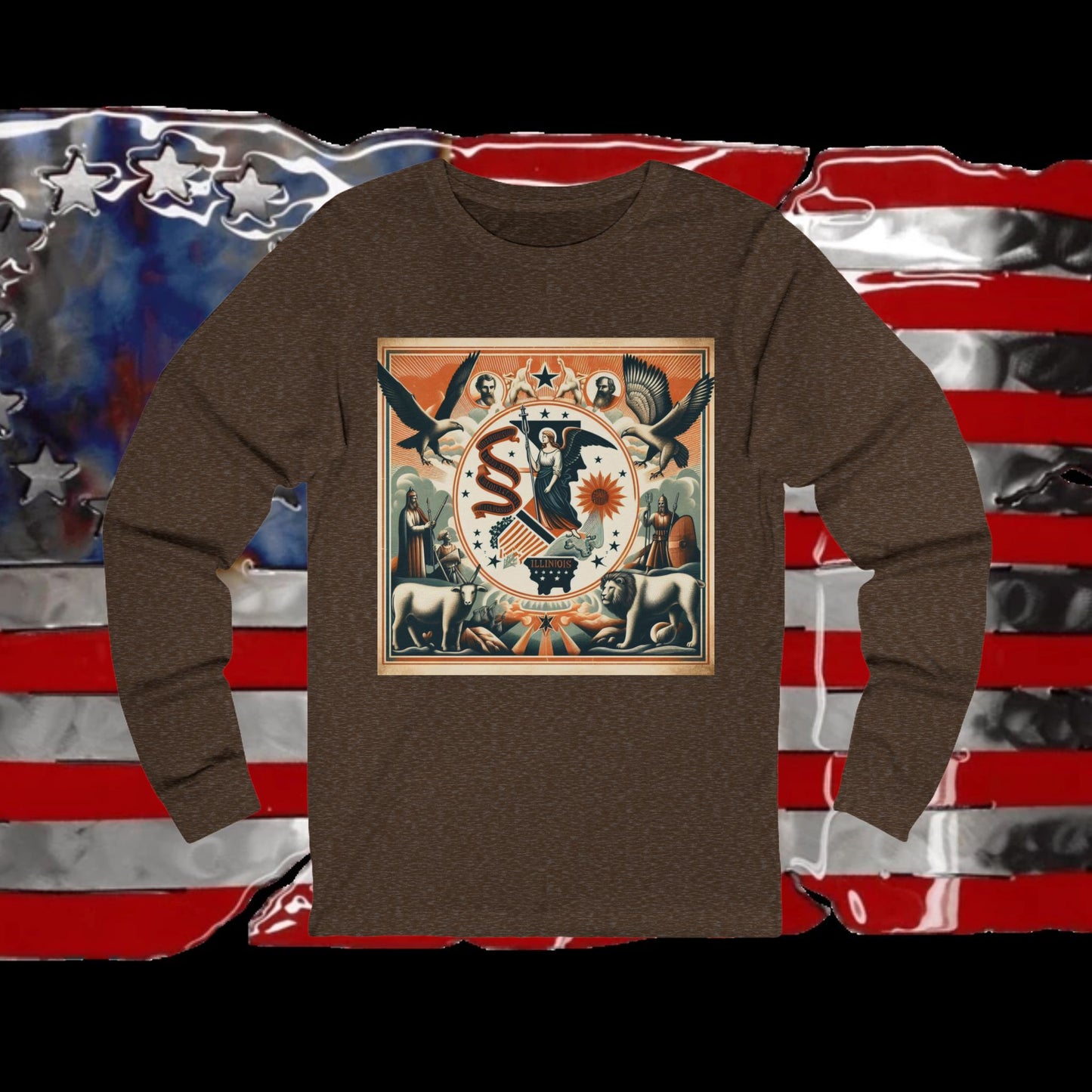 Illinois Vintage Christian Crusader - Premium Unisex Long Sleeve Jersey Tee - 100% Charity - The God Vote Collection by Chris Rabalais