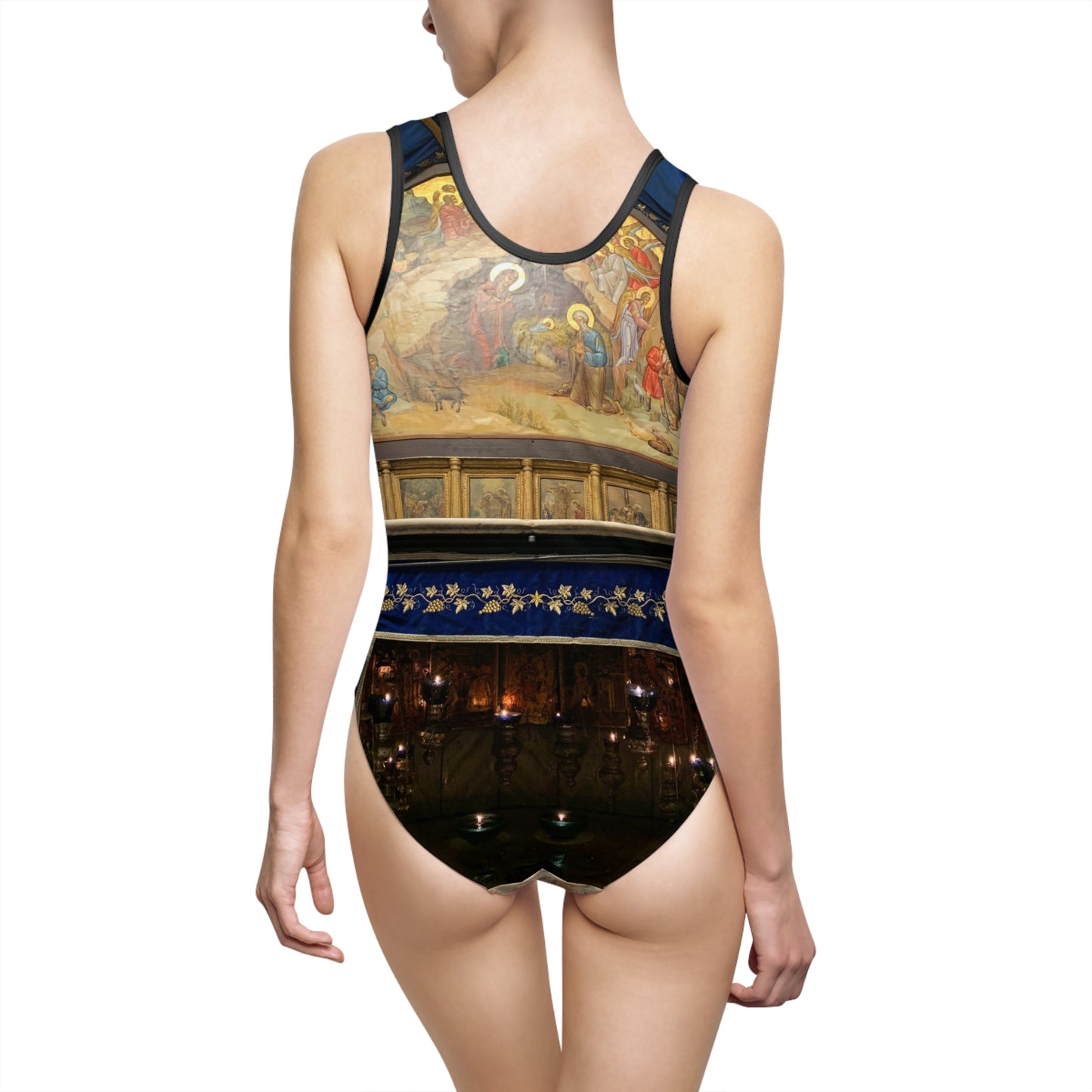 Holy Land Origins Women's Classic One-Piece Swimsuit - Church of the Nativity at Bethlehem - The God Ball Originals by Chris Rabalais (2024)