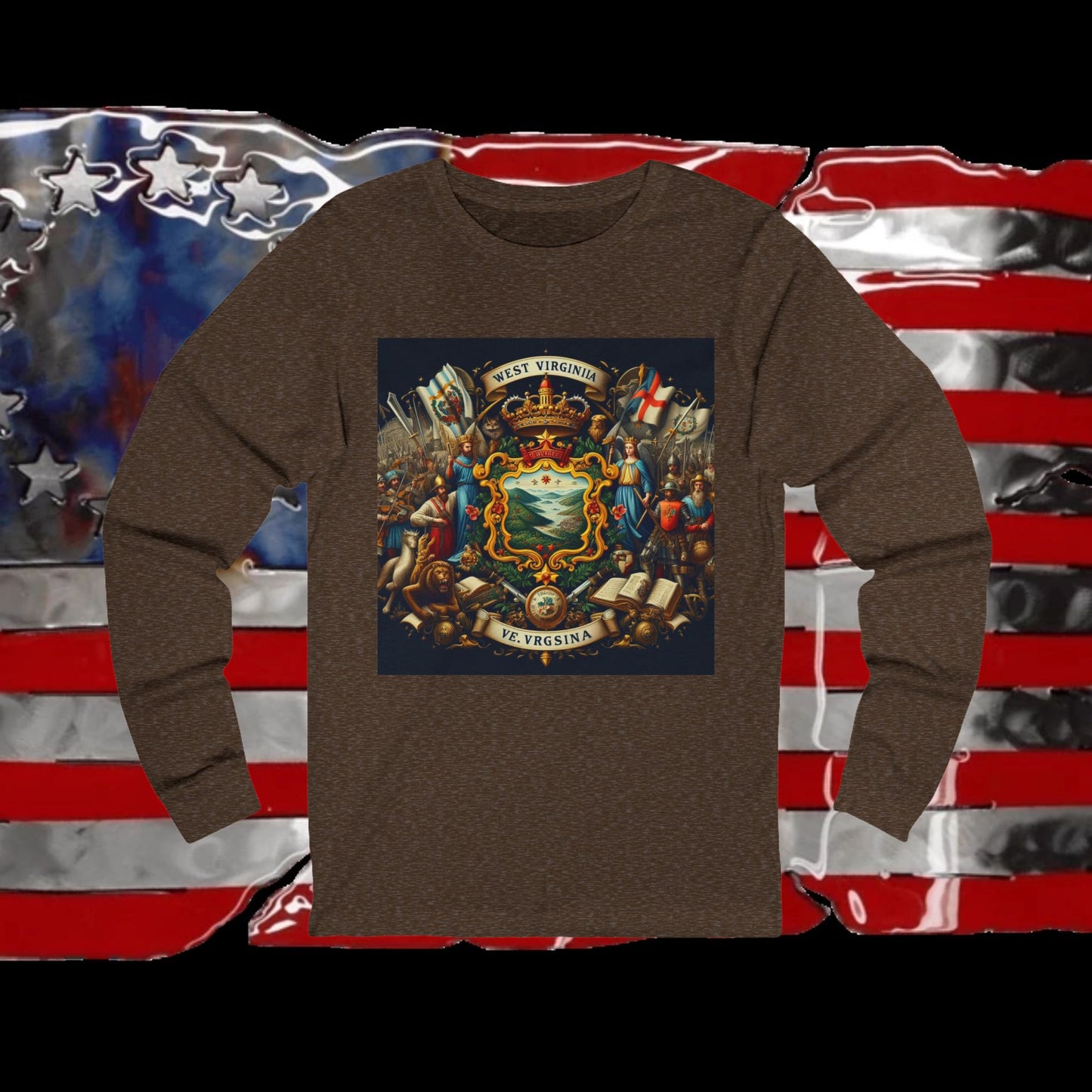 West Virginia Vintage Christian Crusader - Premium Unisex Long Sleeve Jersey Tee - 100% Charity - The God Vote Collection by Chris Rabalais