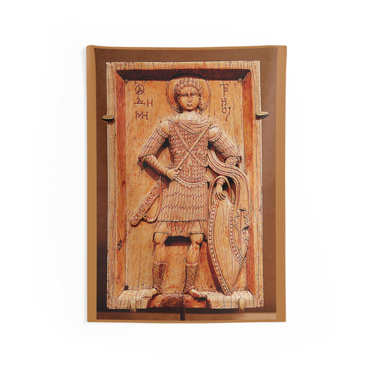 Saint Demetrius of Thessaloniki Myrrh - Streamer Byzantine Orthodox Icon Oct 26 Home Tapestry Catholic Christian Bible Scripture Christ Gift