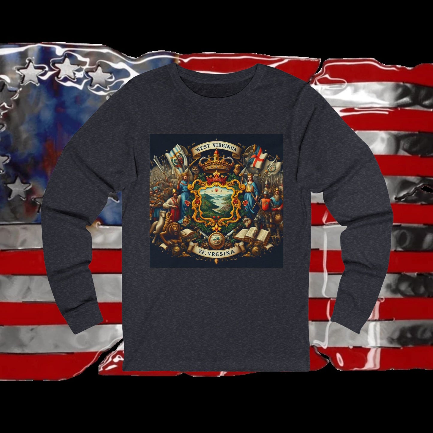 West Virginia Vintage Christian Crusader - Premium Unisex Long Sleeve Jersey Tee - 100% Charity - The God Vote Collection by Chris Rabalais