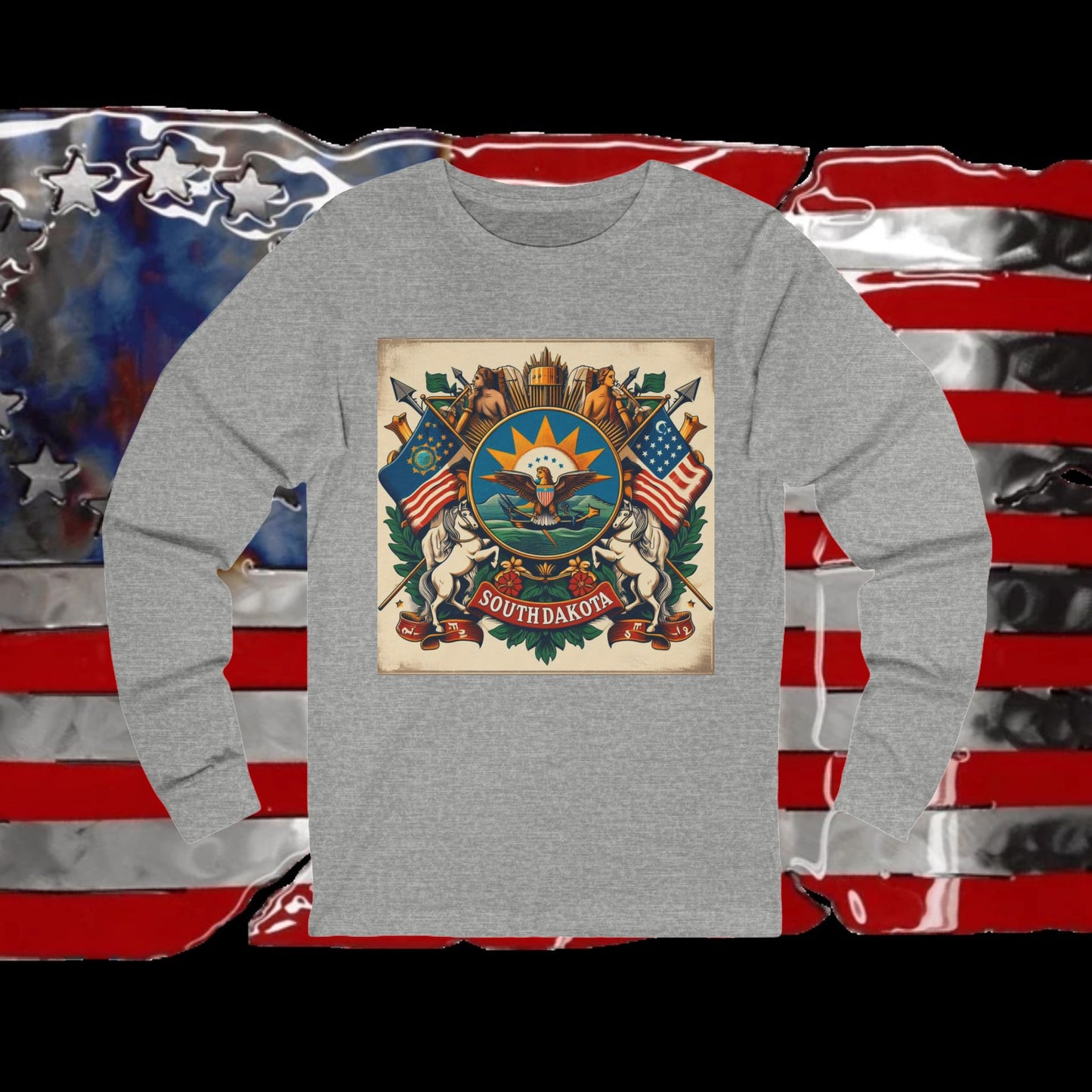 South Dakota Vintage Christian Crusader - Unisex Premium Long Sleeve Jersey Tee - 100% Charity - The God Vote Collection by Chris Rabalais