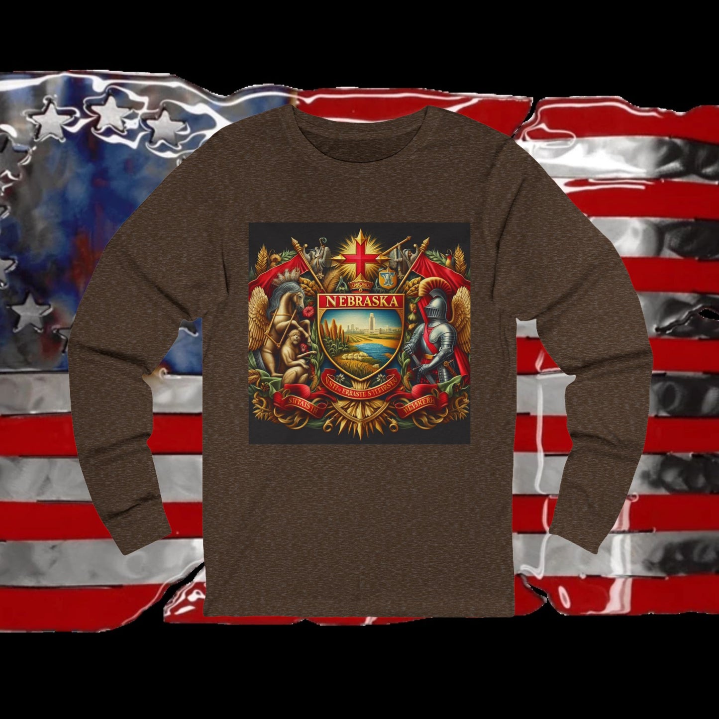 Nebraska Vintage Christian Crusader - Premium Unisex Long Sleeve Jersey Tee - 100% Charity - The God Vote Collection by Chris Rabalais