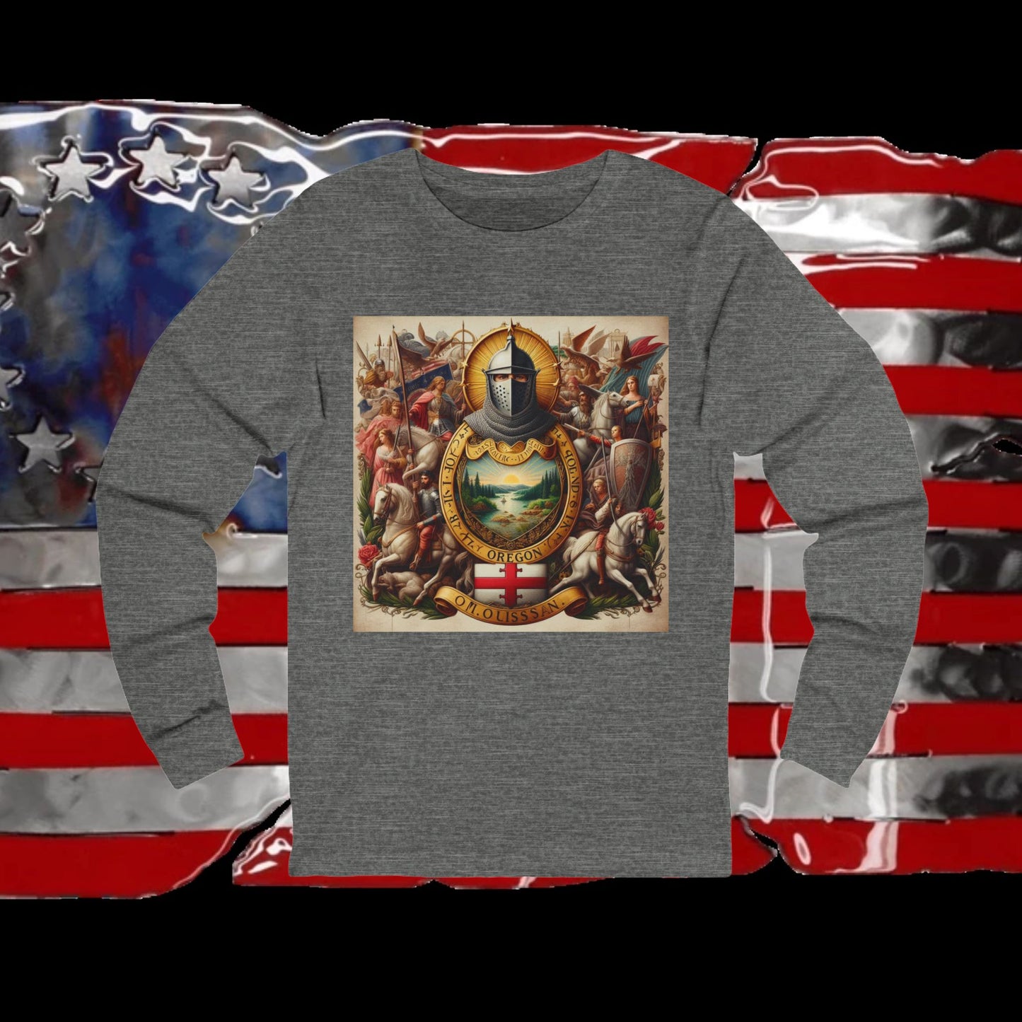 Oregon Vintage Christian Crusader - Premium Unisex Long Sleeve Jersey Tee - 100% Charity - The God Vote Collection by Chris Rabalais